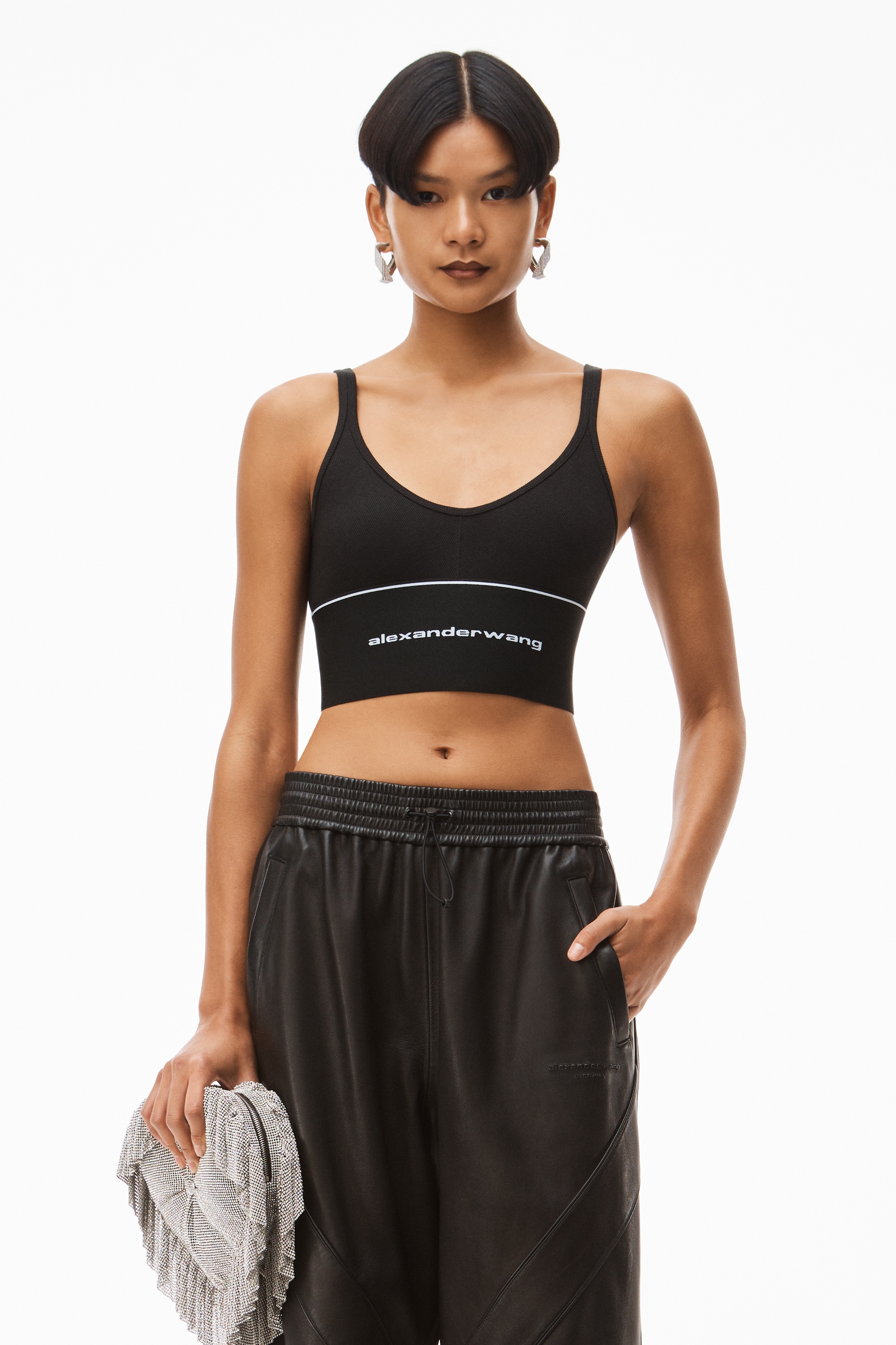 LOGO ELASTIC BRA IN RIBBED JERSEY - 5