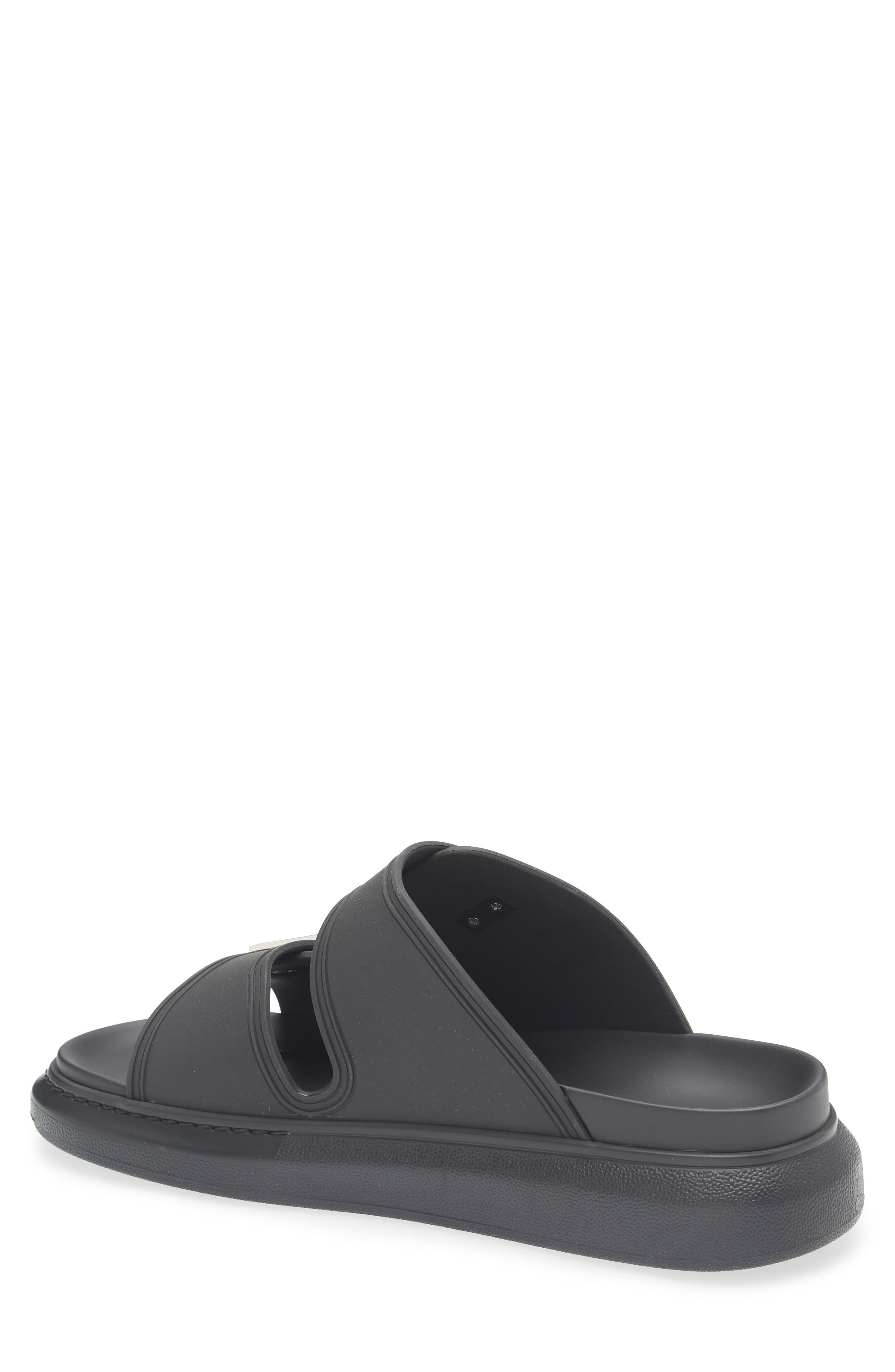 McQueen Oversized Hybrid Slide Sandal in Black/Silver at Nordstrom - 2