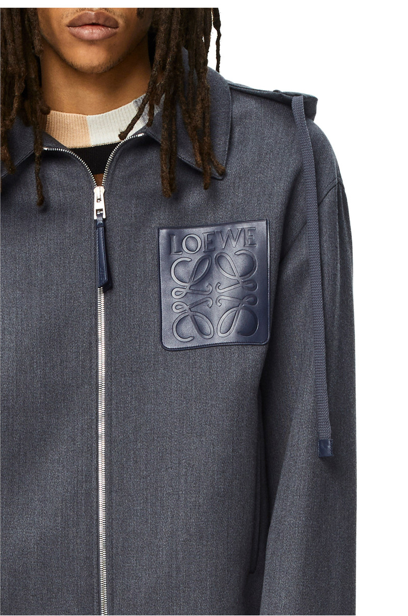 Hooded Anagram zip parka in wool 5