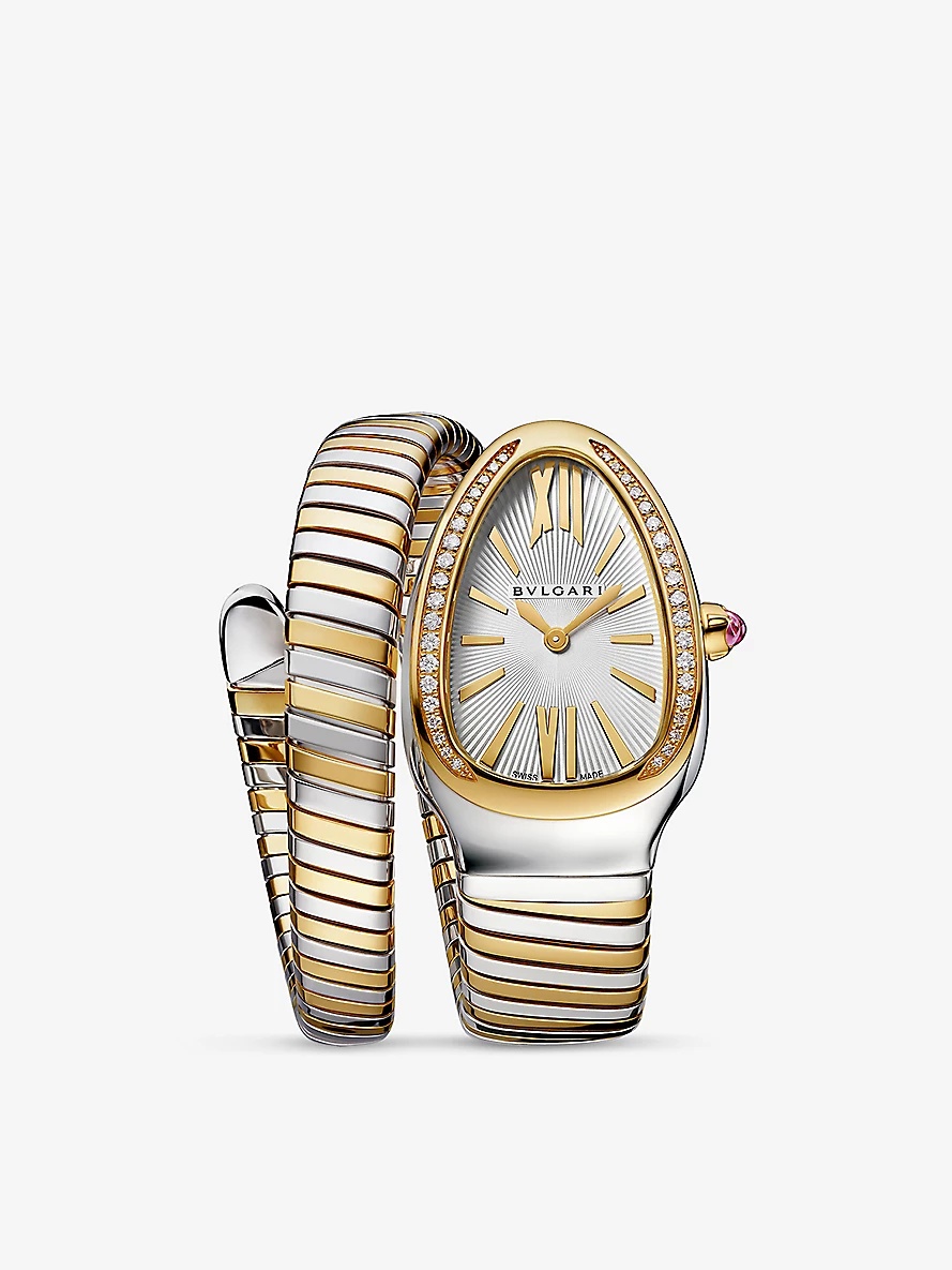 BR858992 Serpenti Tubogas 18ct yellow-gold, stainless steel and brilliant-cut diamond quartz watch - 1