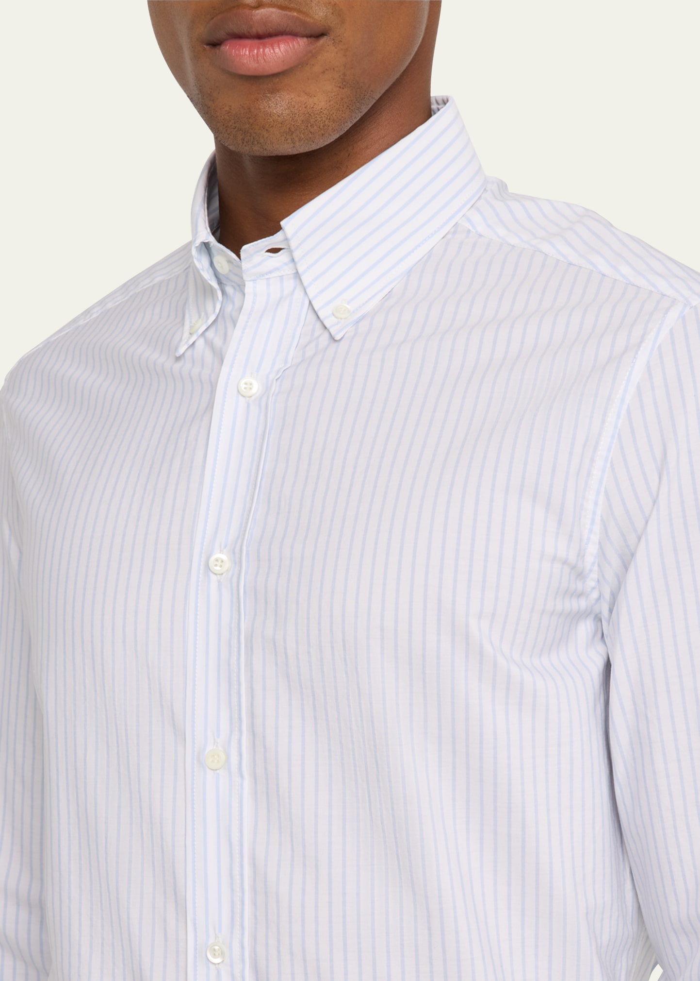 Men's Cotton Stripe Button-Collar Sport Shirt - 5