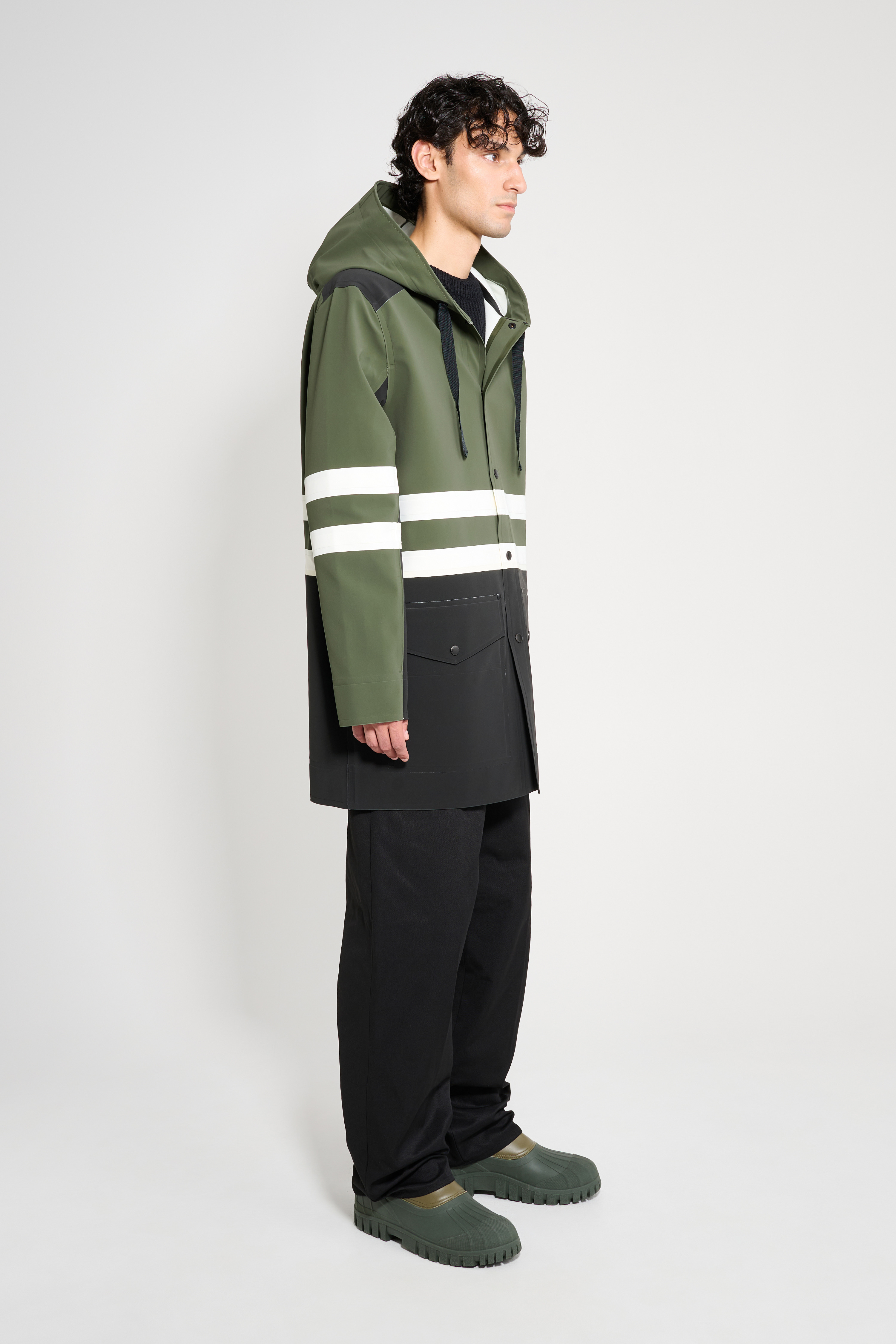 Nockeby Raincoat Black/Green/White - 3