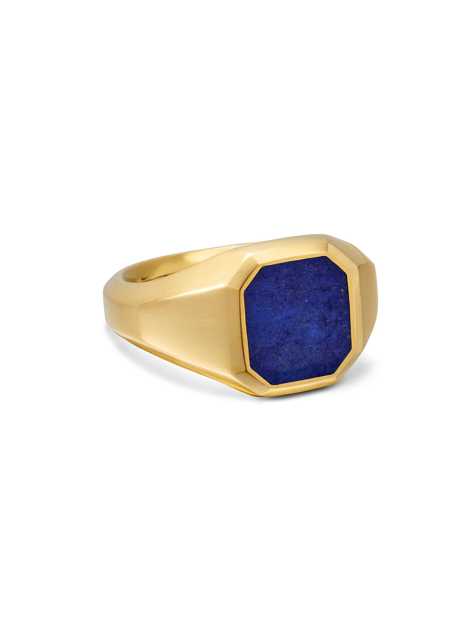 Men's Streamline Signet Ring in 18K Yellow Gold - Lapislazuli - 1