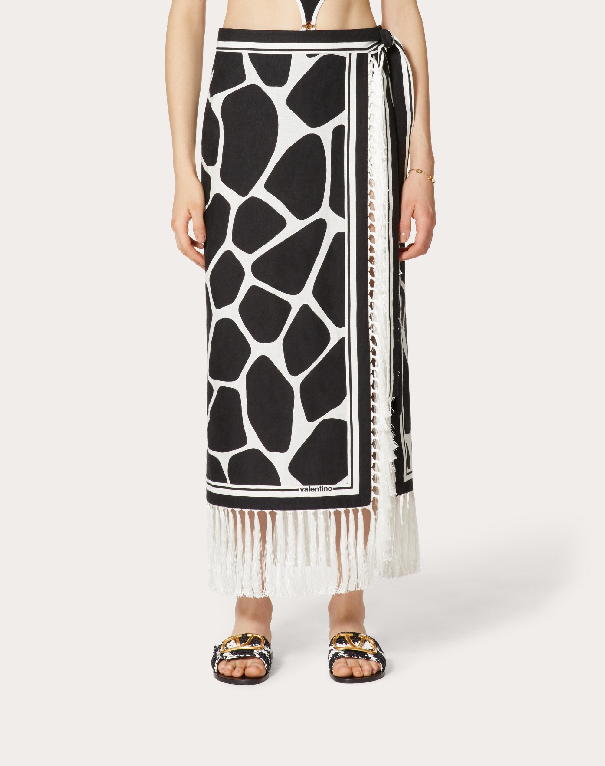 LINEN SKIRT WITH GIRAFFA RE-EDITION PRINT - 3