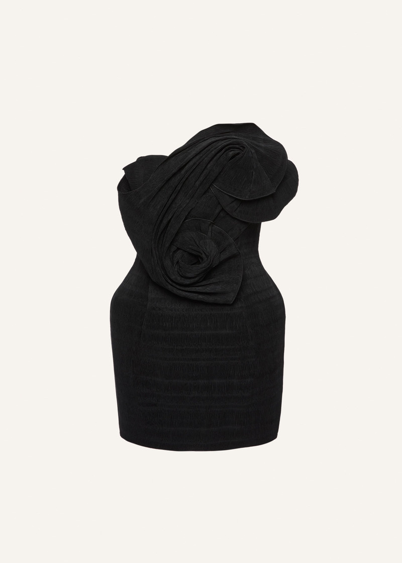 Sculpted rosette mini dress in black 1