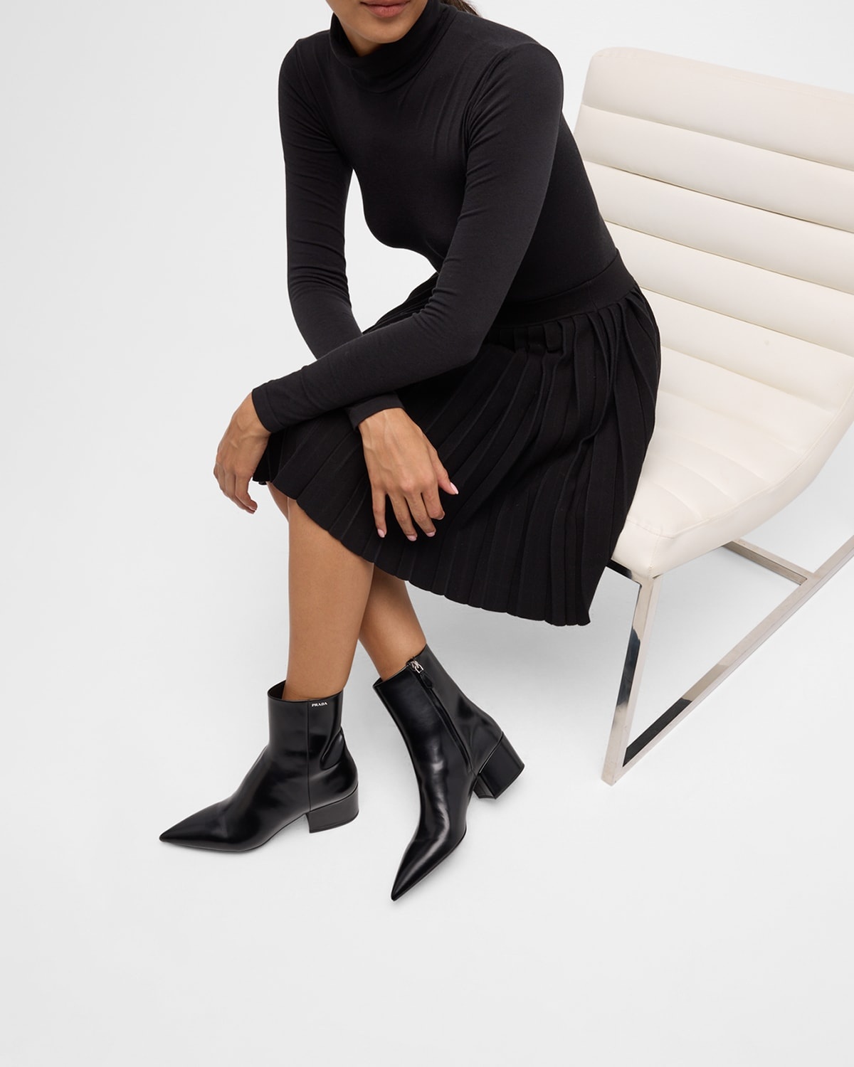 Leather Block-Heel Ankle Booties - 2
