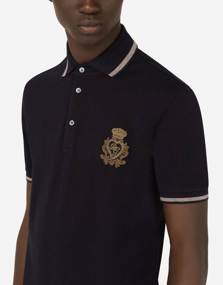 Cotton polo-shirt with DG patch - 4