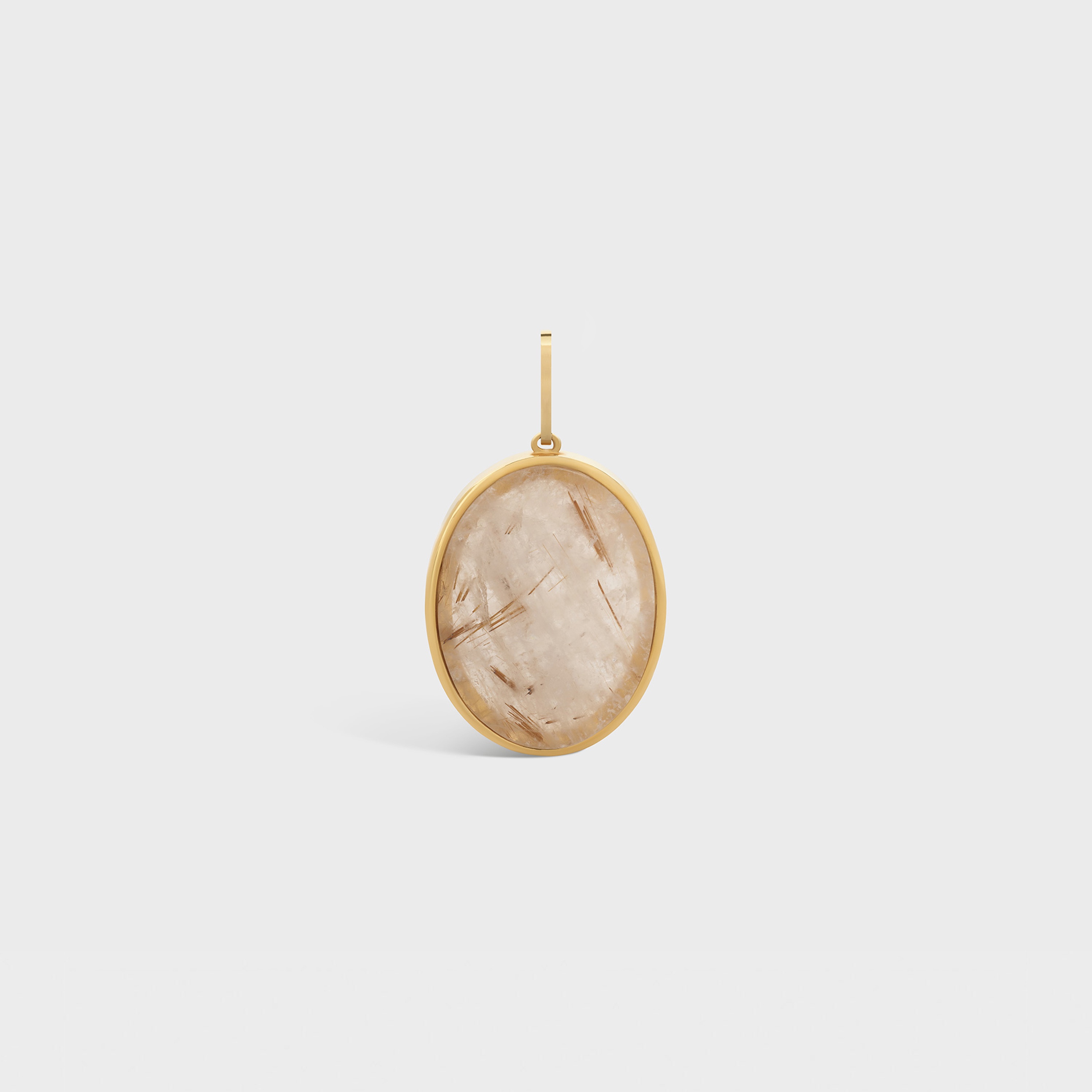 CELINE SEPARABLES STONE PENDANT IN RUTILATED QUARTZ AND BRASS WITH GOLD FINISH - 3