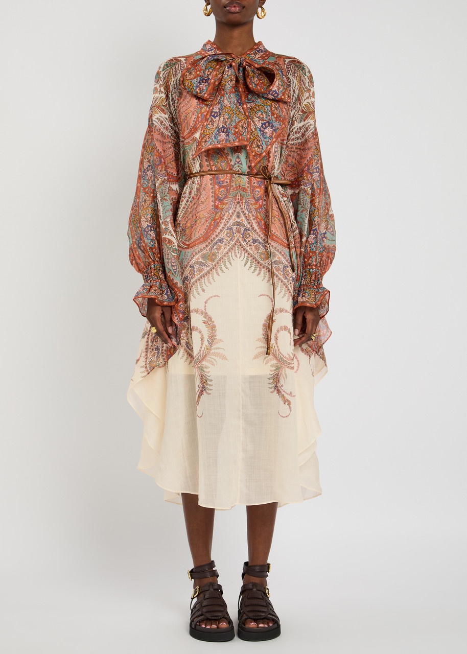Zimmermann Rhiannon Tie Neck Woven Kaftan Dress - 2