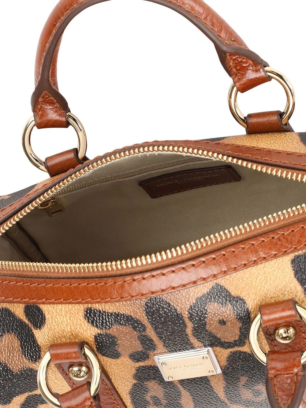 leopard-print leather tote bag - 5