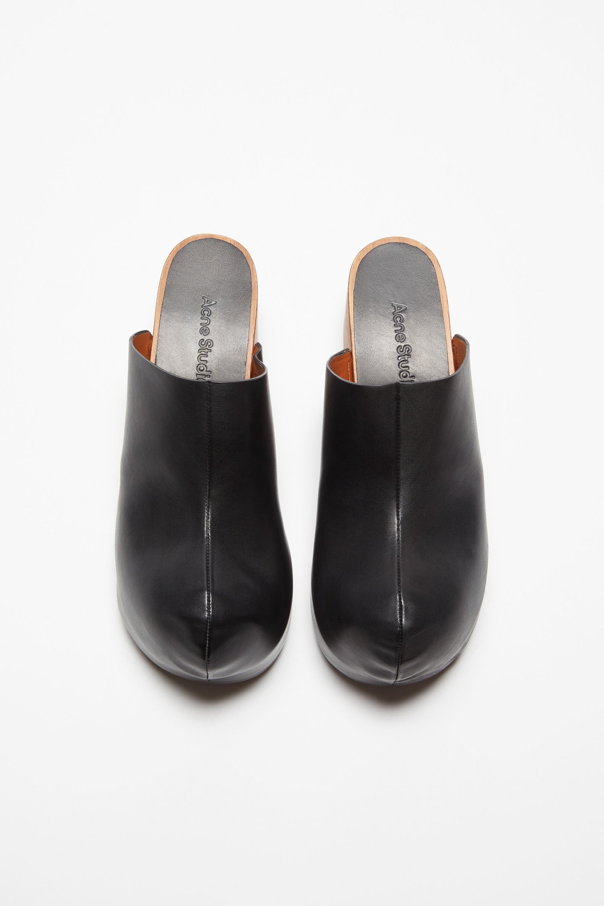 Leather wood clogs - Black - 2