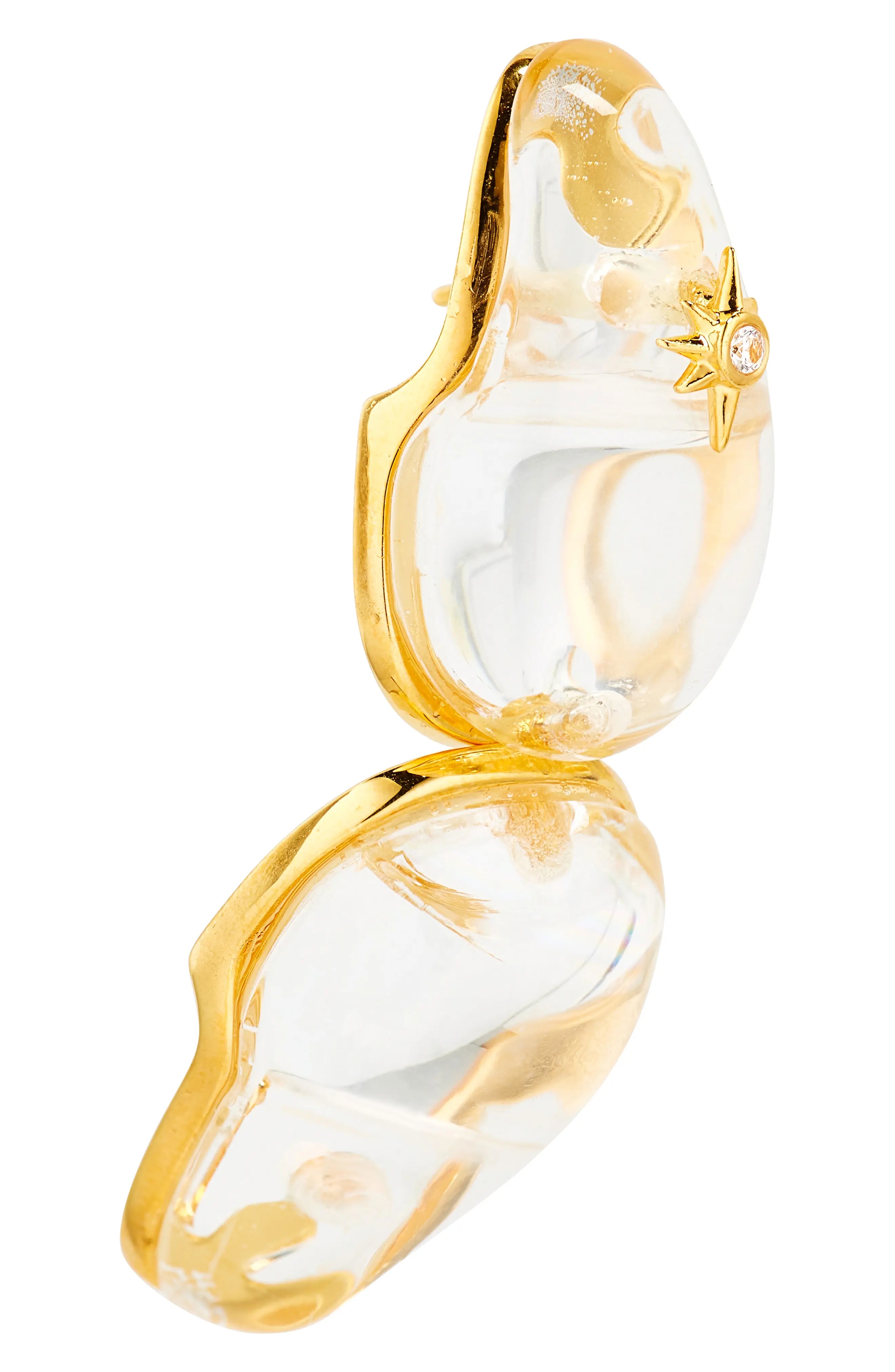 Crystal Pebble Earrings in Gold/Transparent Quartz - 5