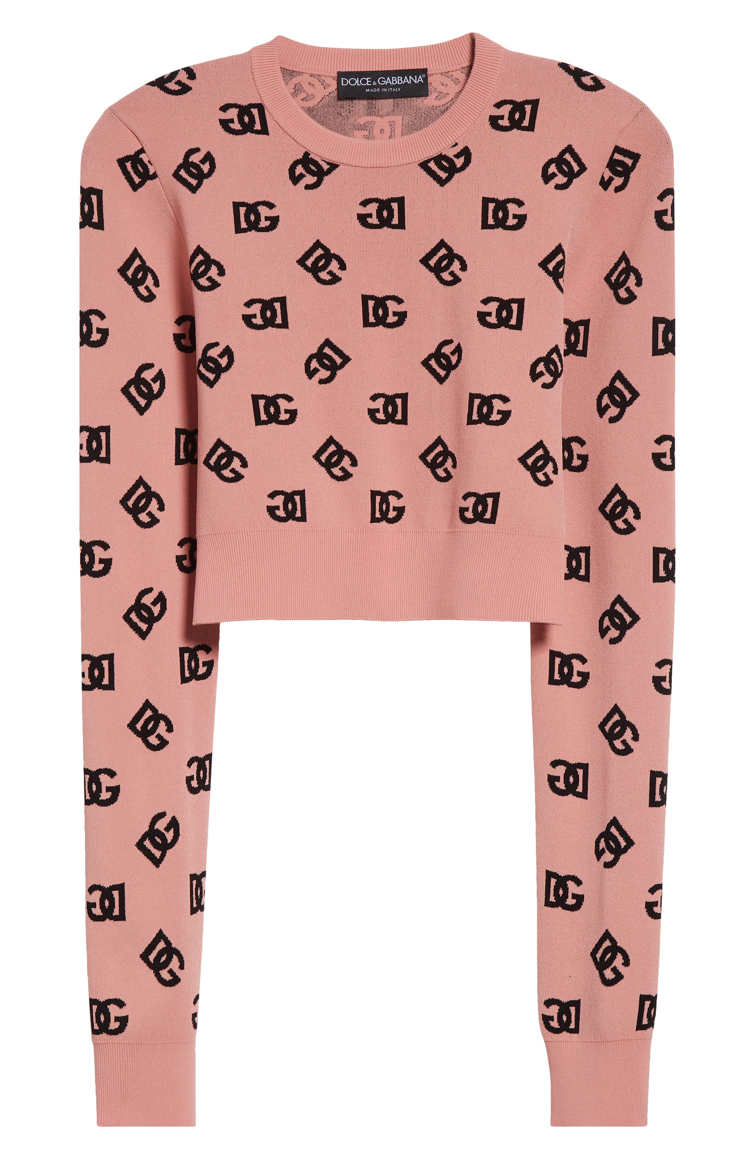 Dolce&Gabbana Logo Jacquard Crop Crewneck Sweater in F0473 Rosa Polvere Scuro at Nordstrom - 6