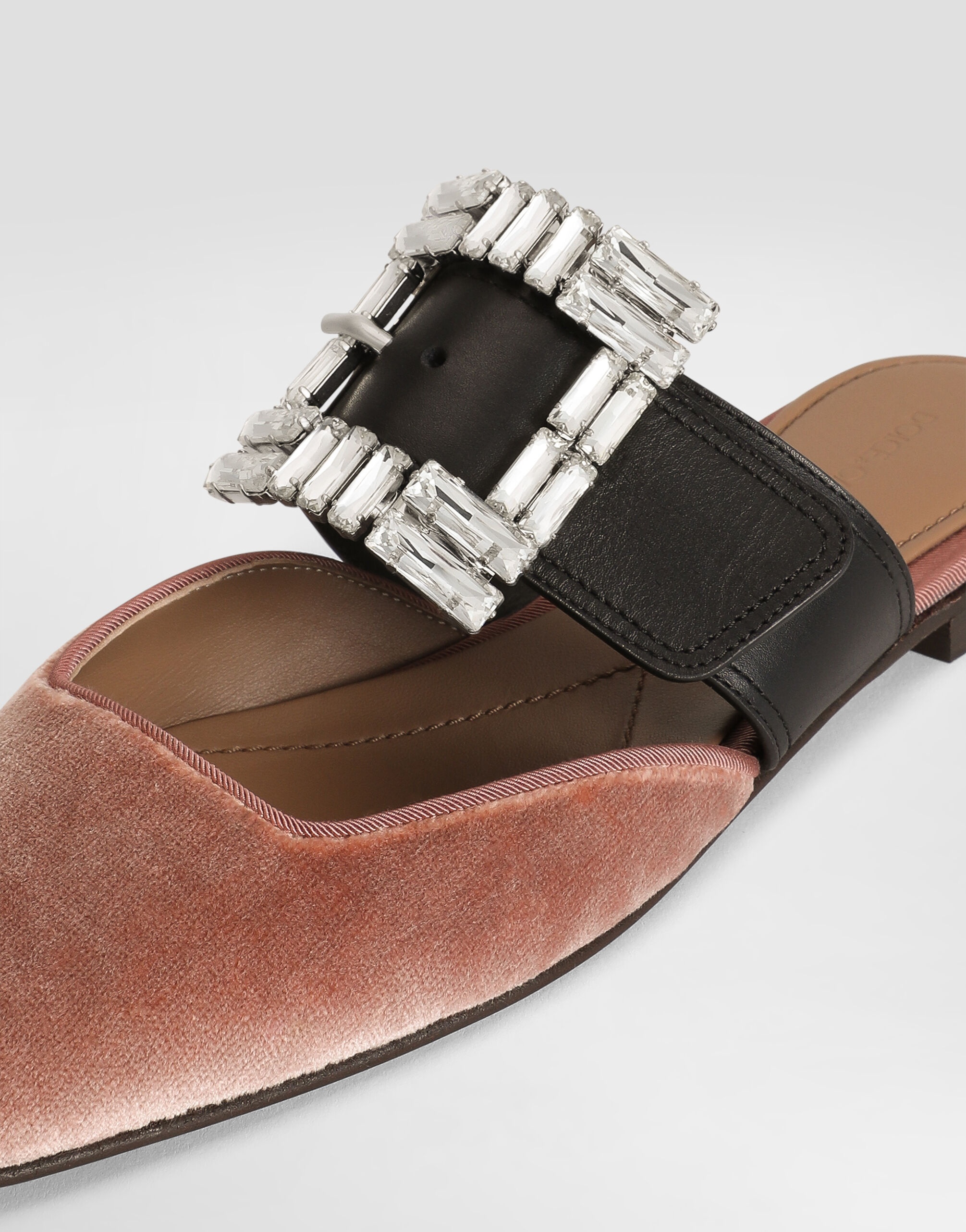Velvet mules with bejeweled buckle - 4
