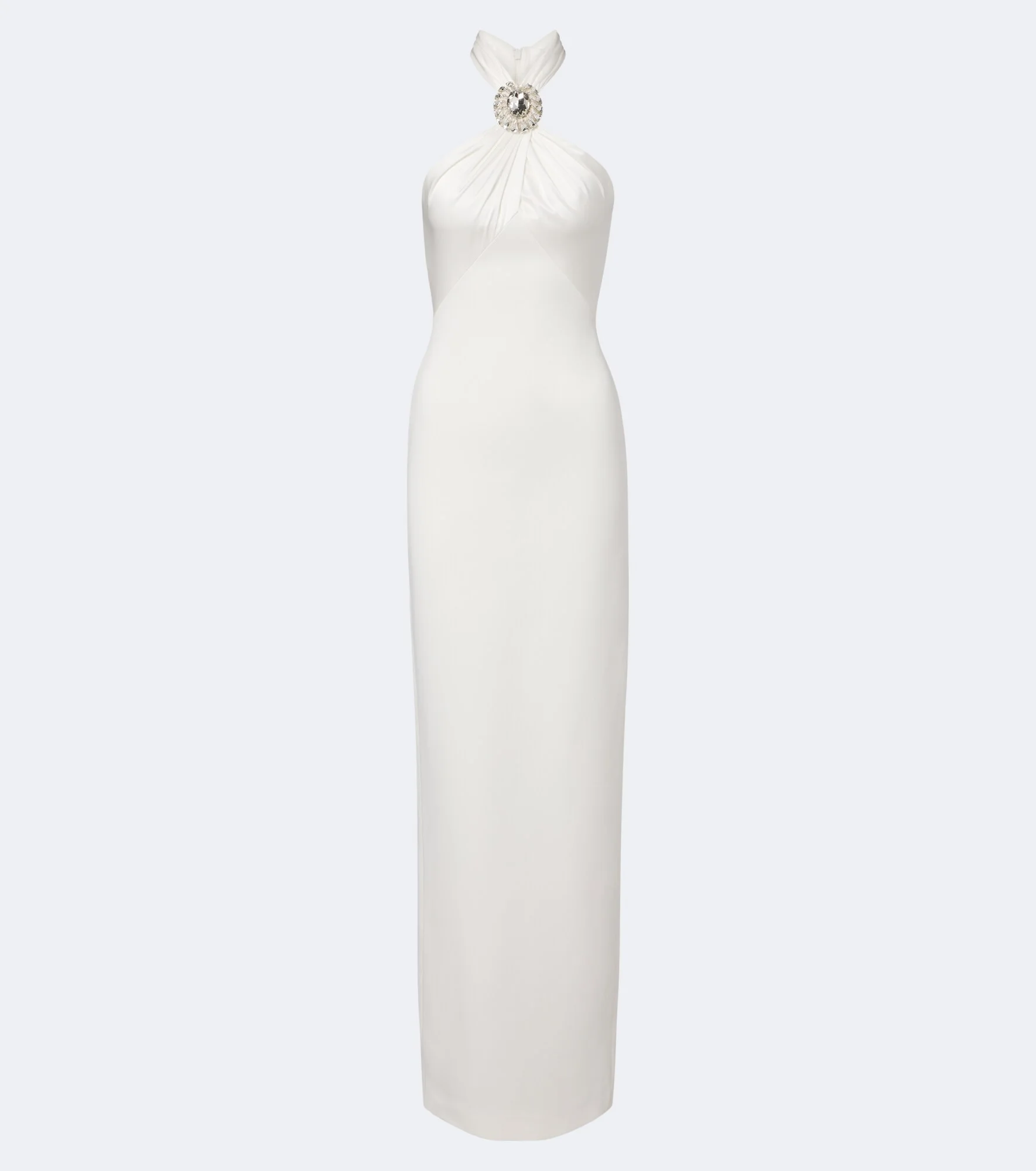 Embellished halterneck satin-trimmed gown - 1