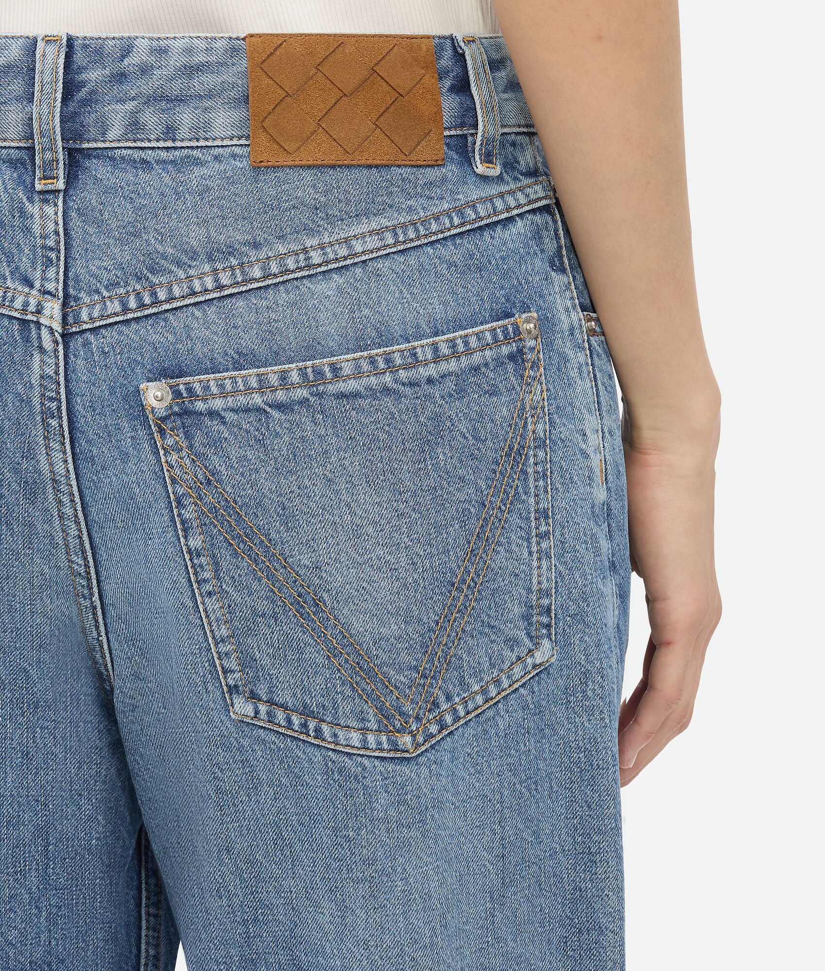 Vintage Indigo Turned Up Jeans - 5