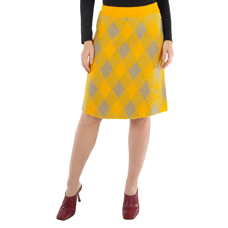 Burberry Argyle Knee Length Wool Skirt - 3
