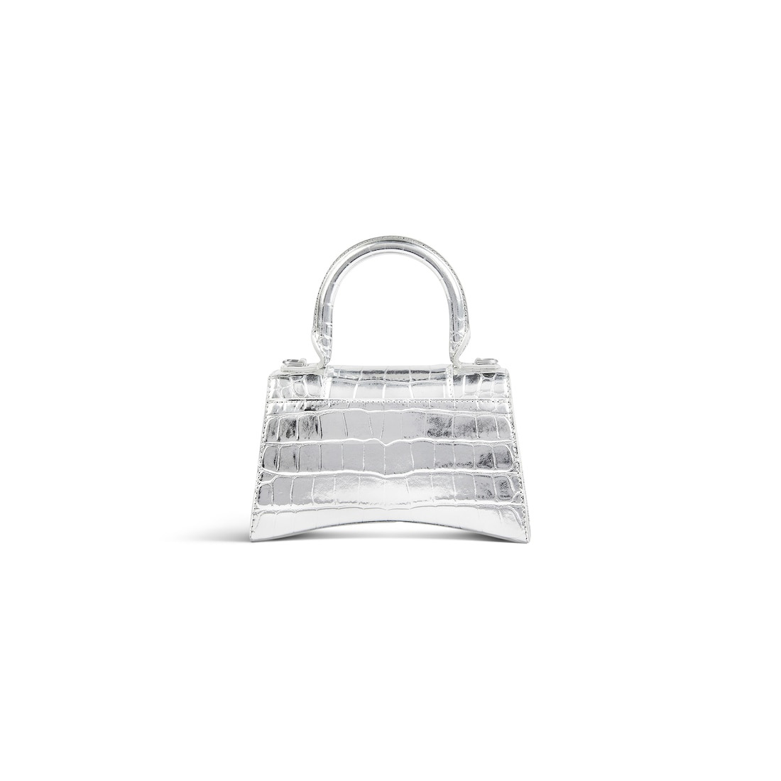 Women's Hourglass Xs Handbag Crocodile Embossed in Silver - 2