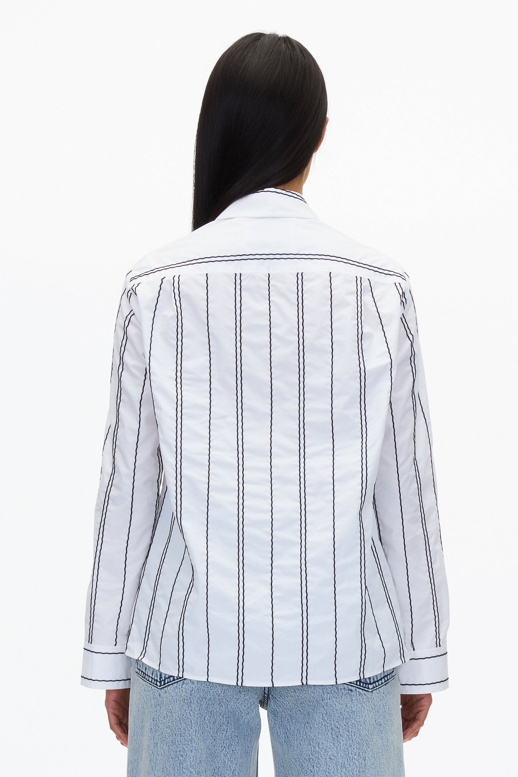 Relax Fit Poplin Shirt with Wave Embroidery - 4