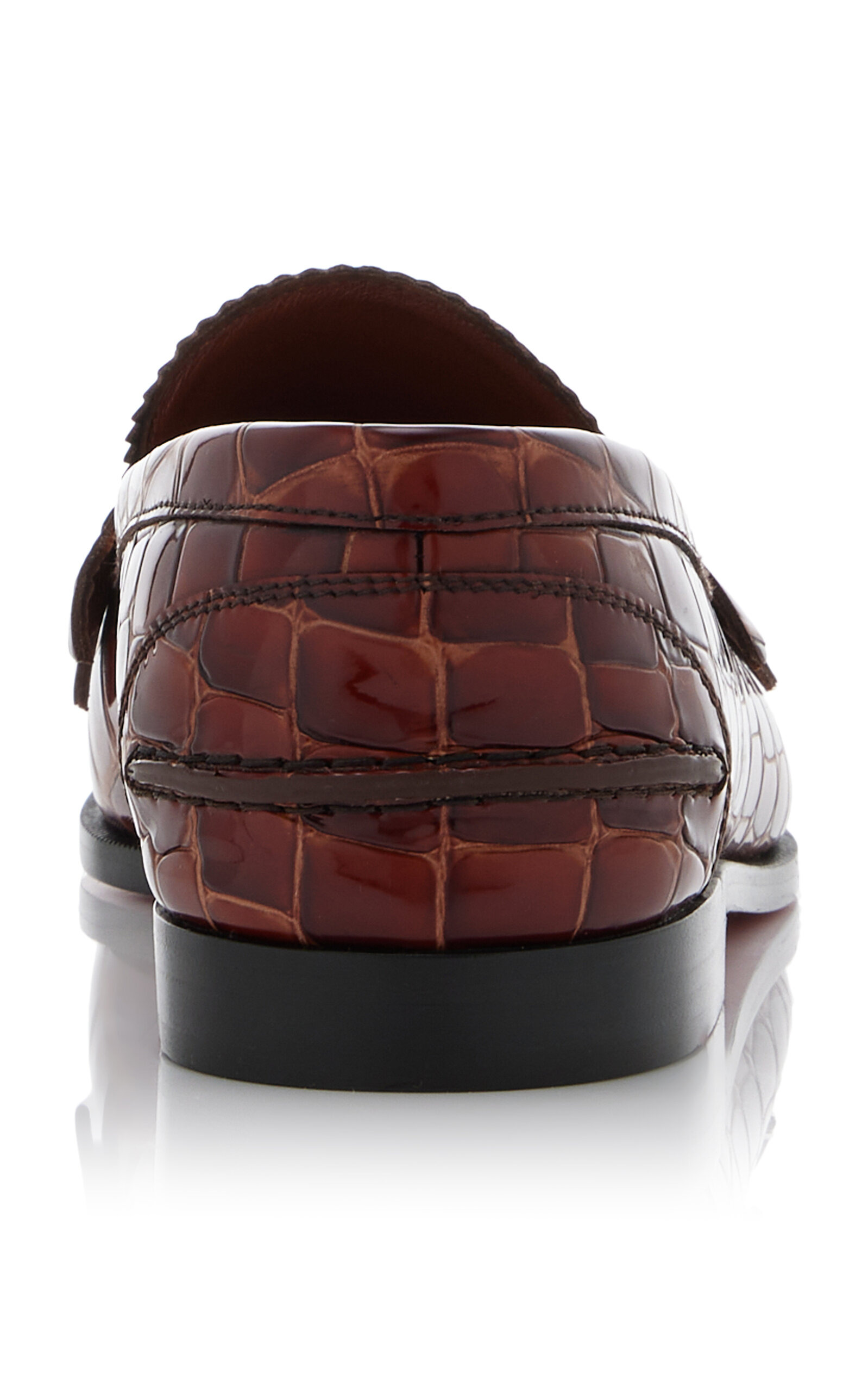 Donna Croc-Embossed Leather Penny Loafers brown - 5