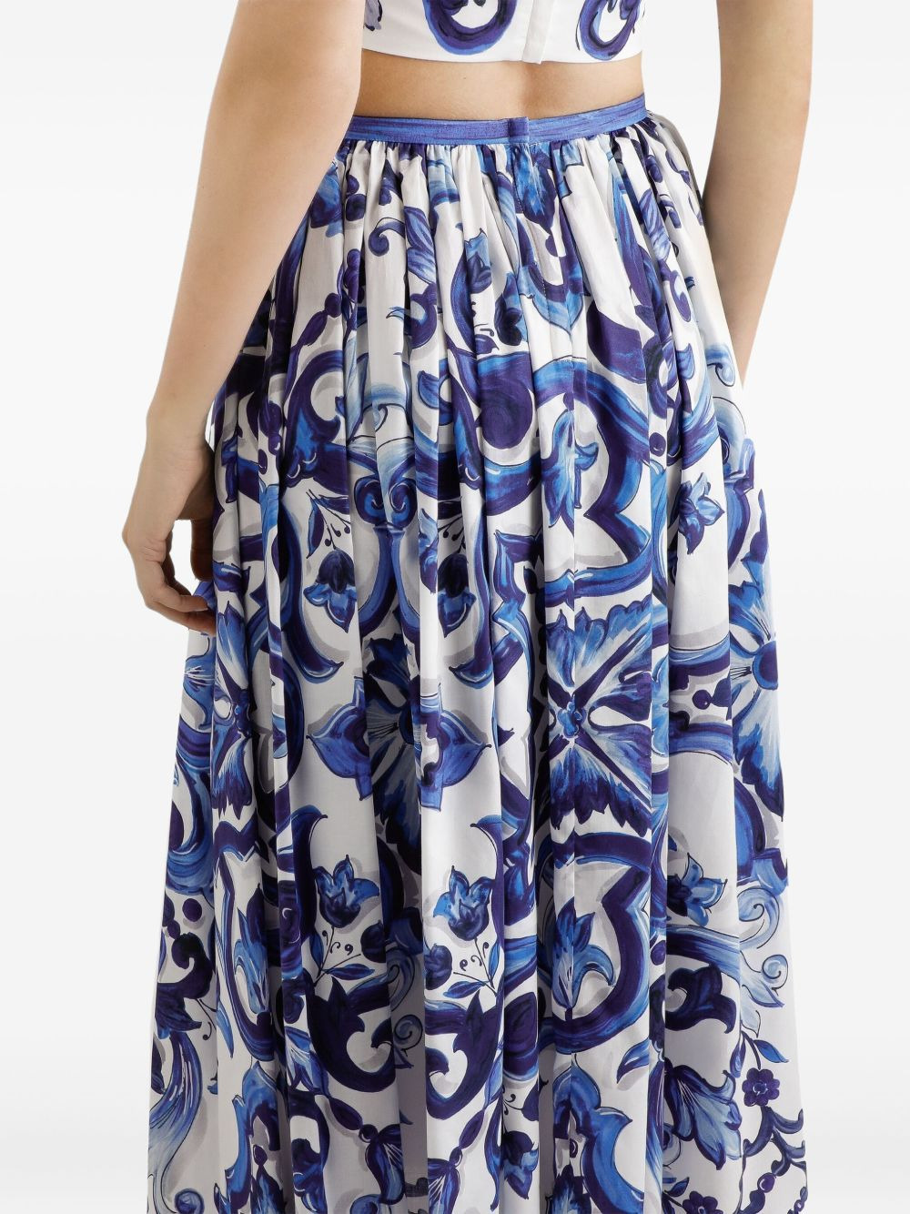Majolica-print pleated skirt - 5
