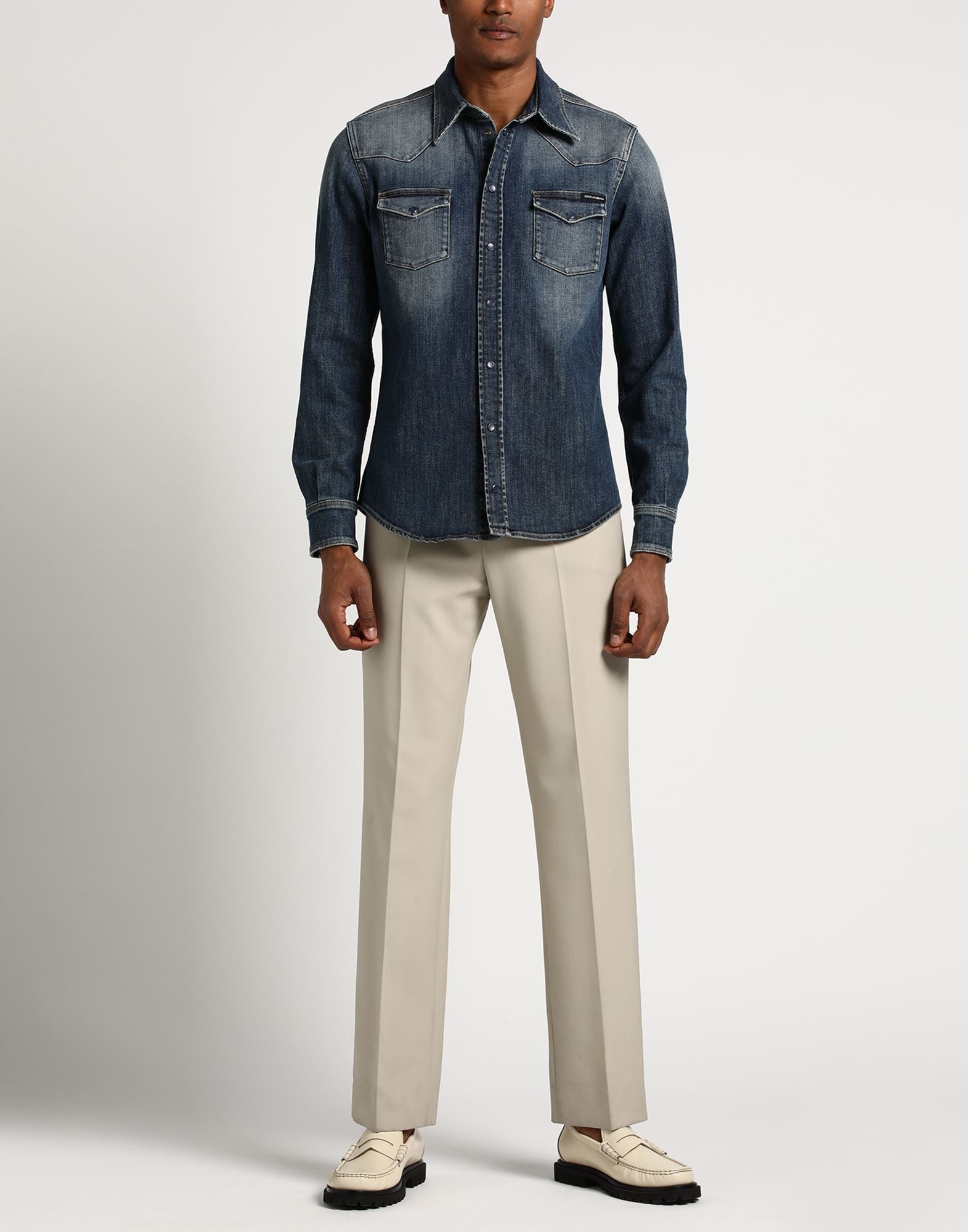 Blue Men's Denim Shirt - 2