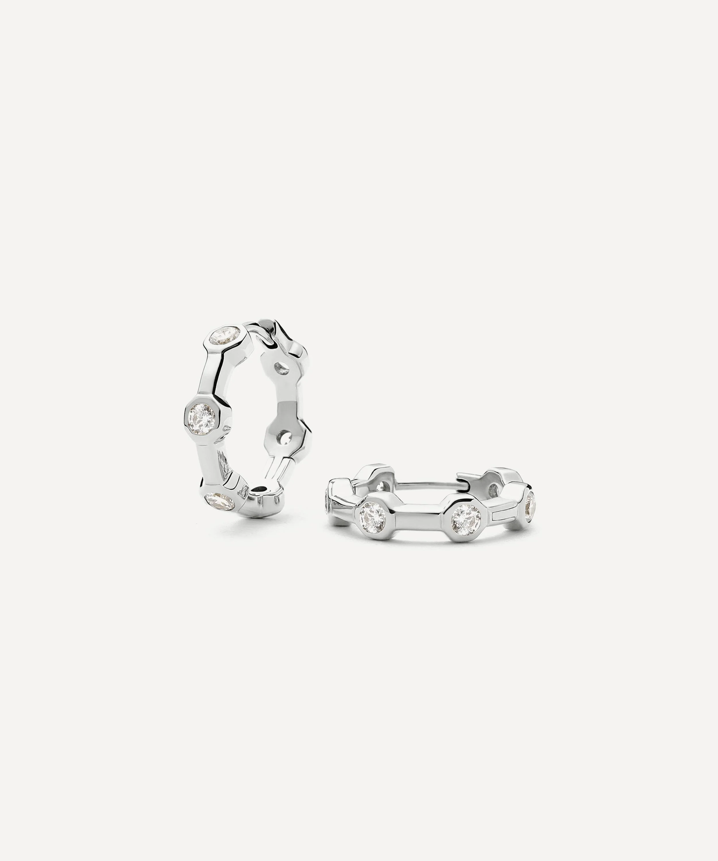 Silver-Plated Lucy Williams Tennis Small Hoop Earrings - 1