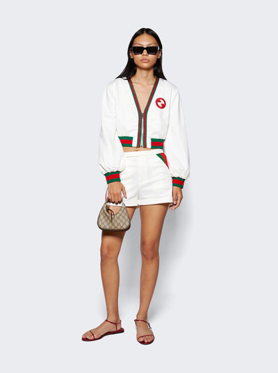 GUCCI Jersey Zip Jacket with Web Stripe White outlook