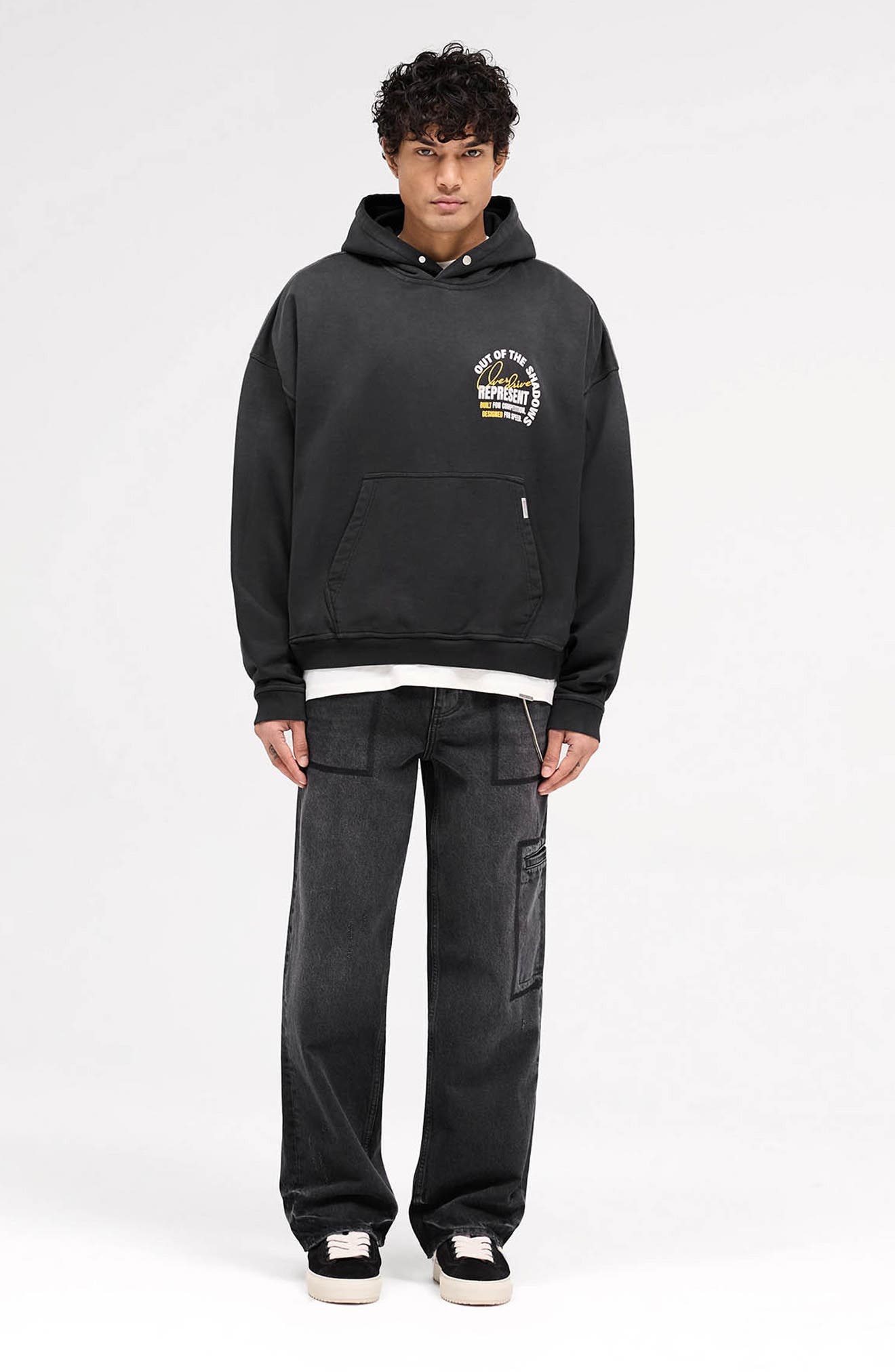 Represent Out of The Shadows Graphic Hoodie in Vintage Black at Nordstrom - 6