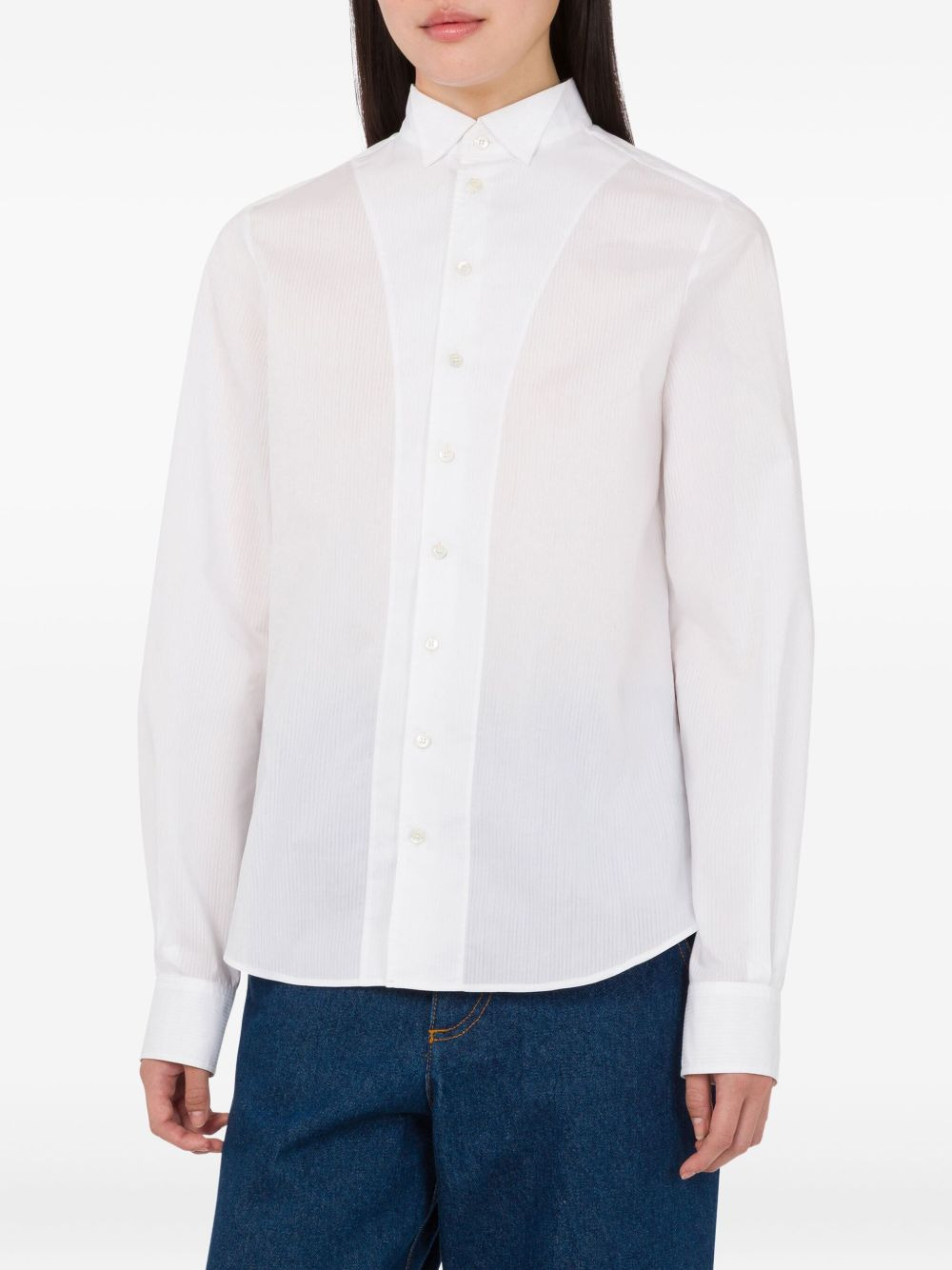button-fastening cotton shirt - 3