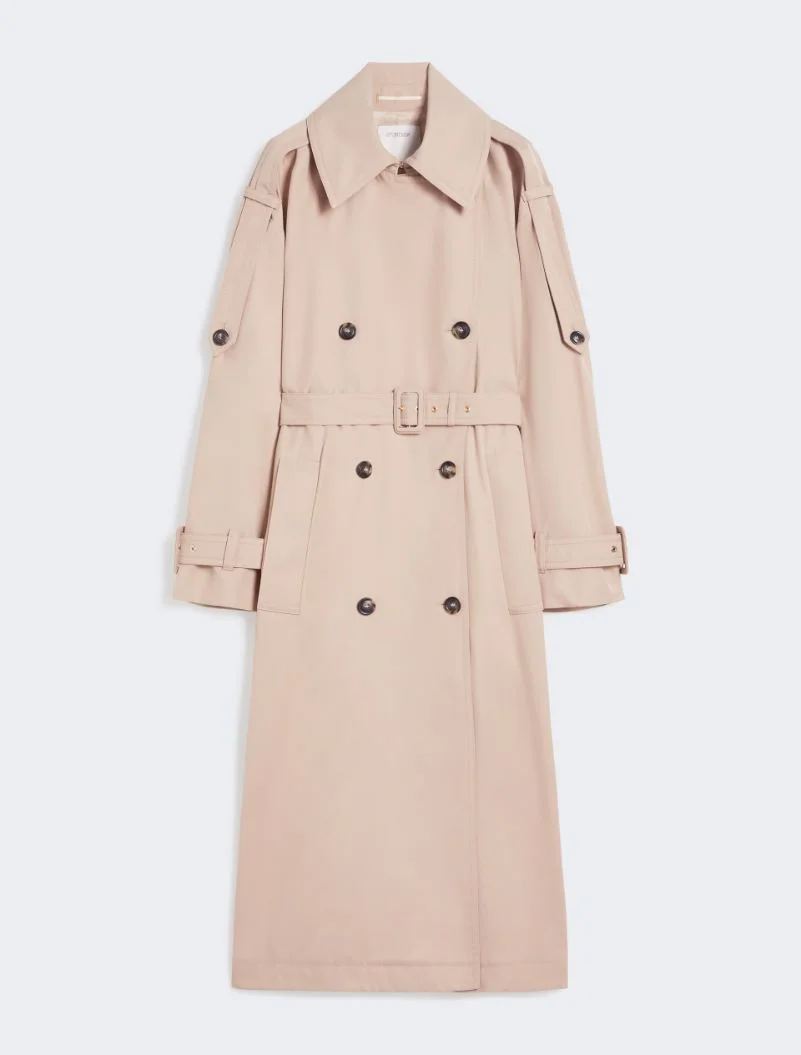 Long water-repellent twill trench coat - beige - 1