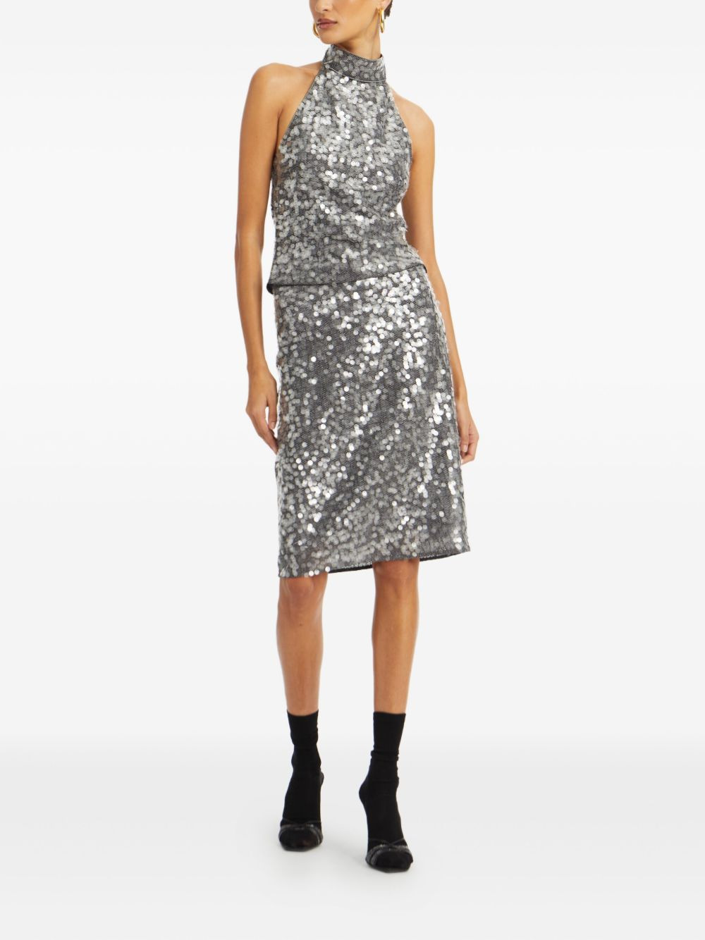 sequin halter-neck top - 2