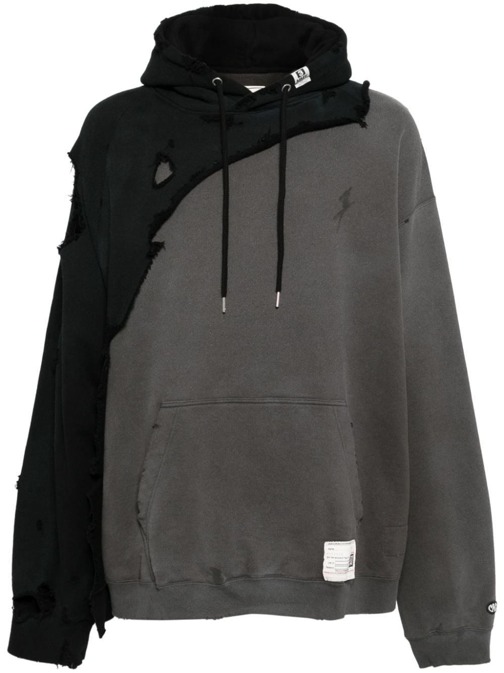 distressed cotton hoodie - 1