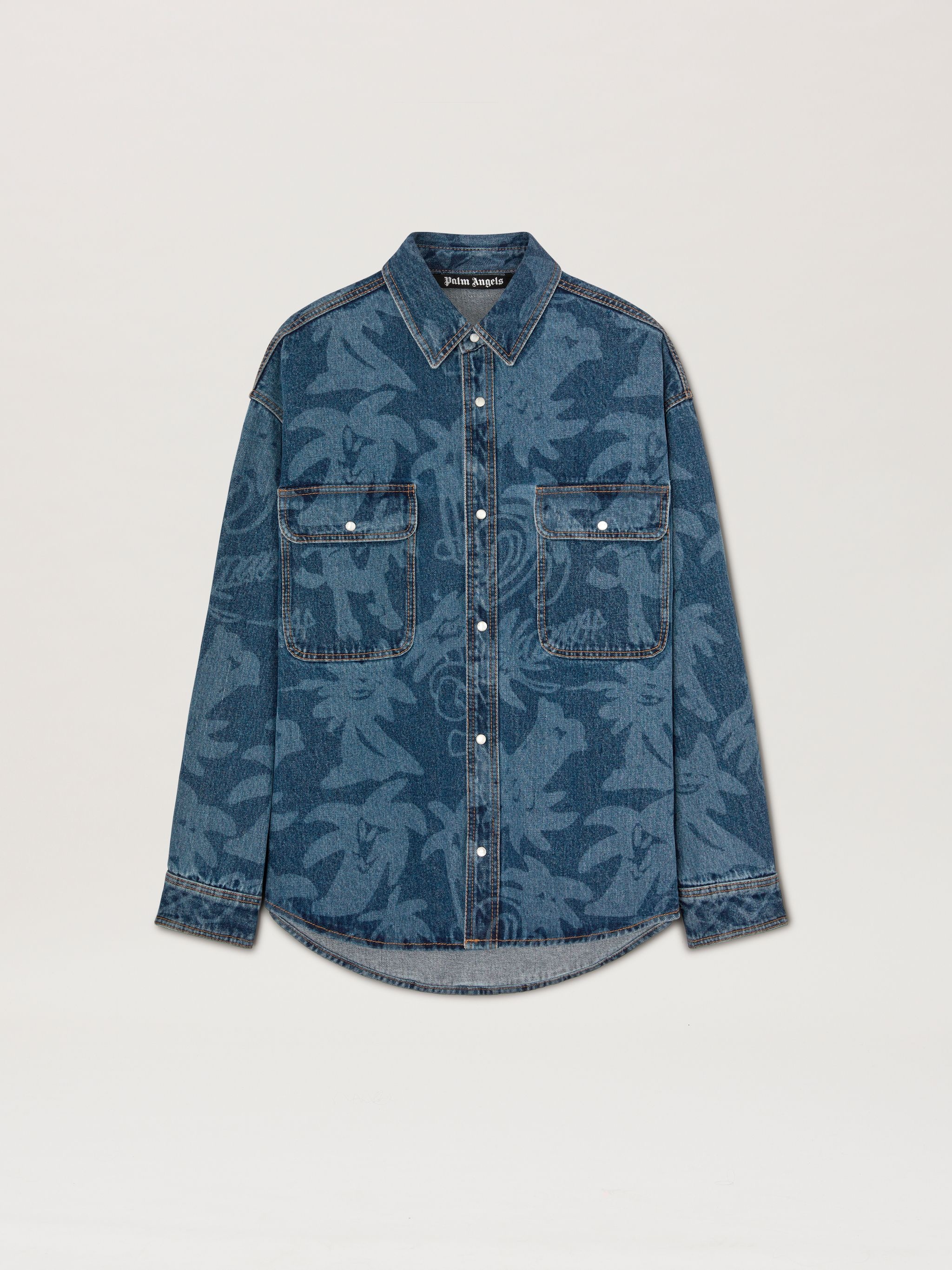 Palmity Allover Laser Denim Shirt - 1