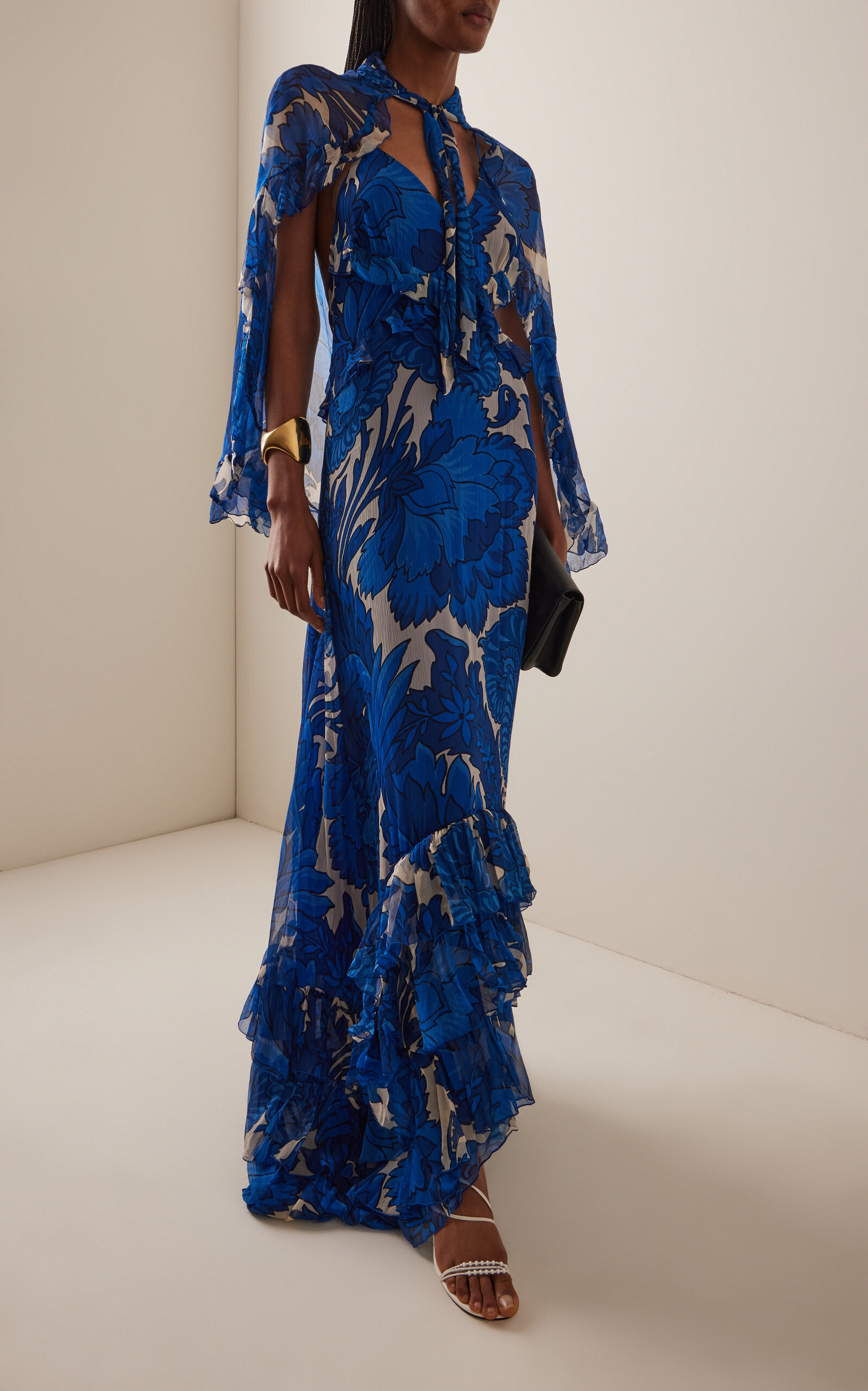 Ruffled Silk Maxi Dress blue - 2