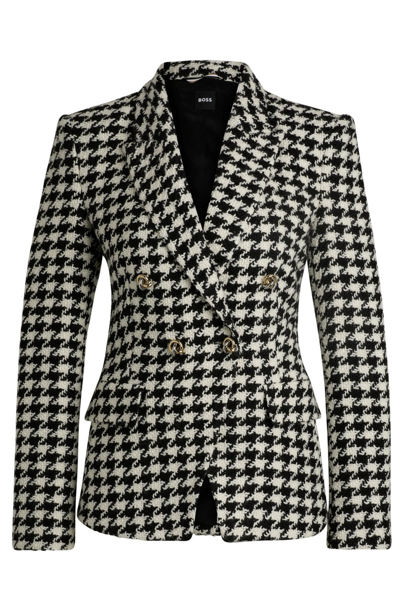 SLIM-FIT JACKET IN HOUNDSTOOTH FABRIC WITH METALLIC TRIMS 1