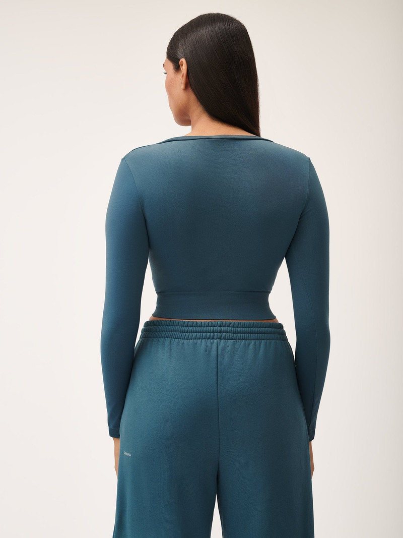 Women's Plant-Stretch Long Sleeve Cropped Top - Storm Blue 3