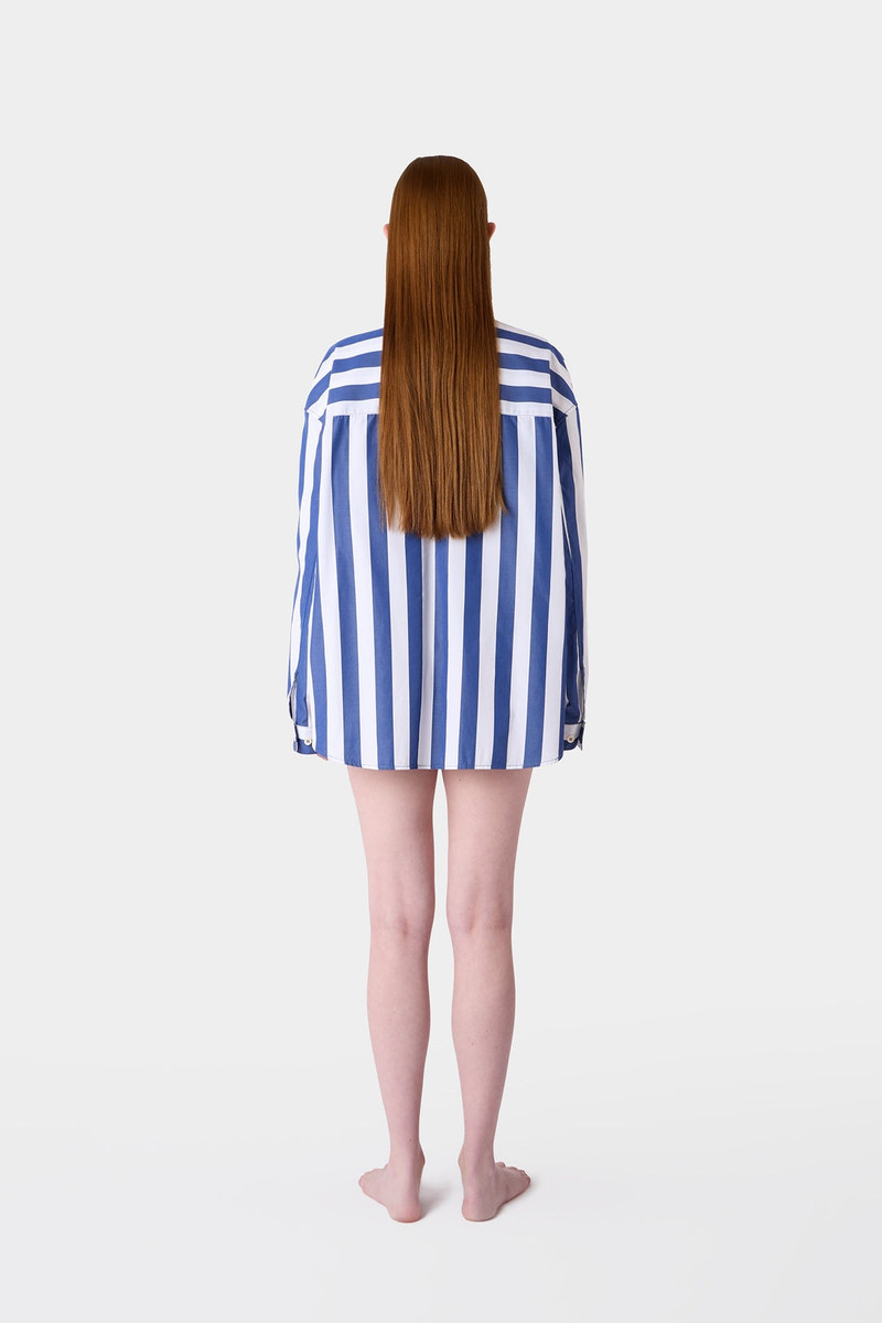 OVER SHIRT / dark blue & white stripes 7