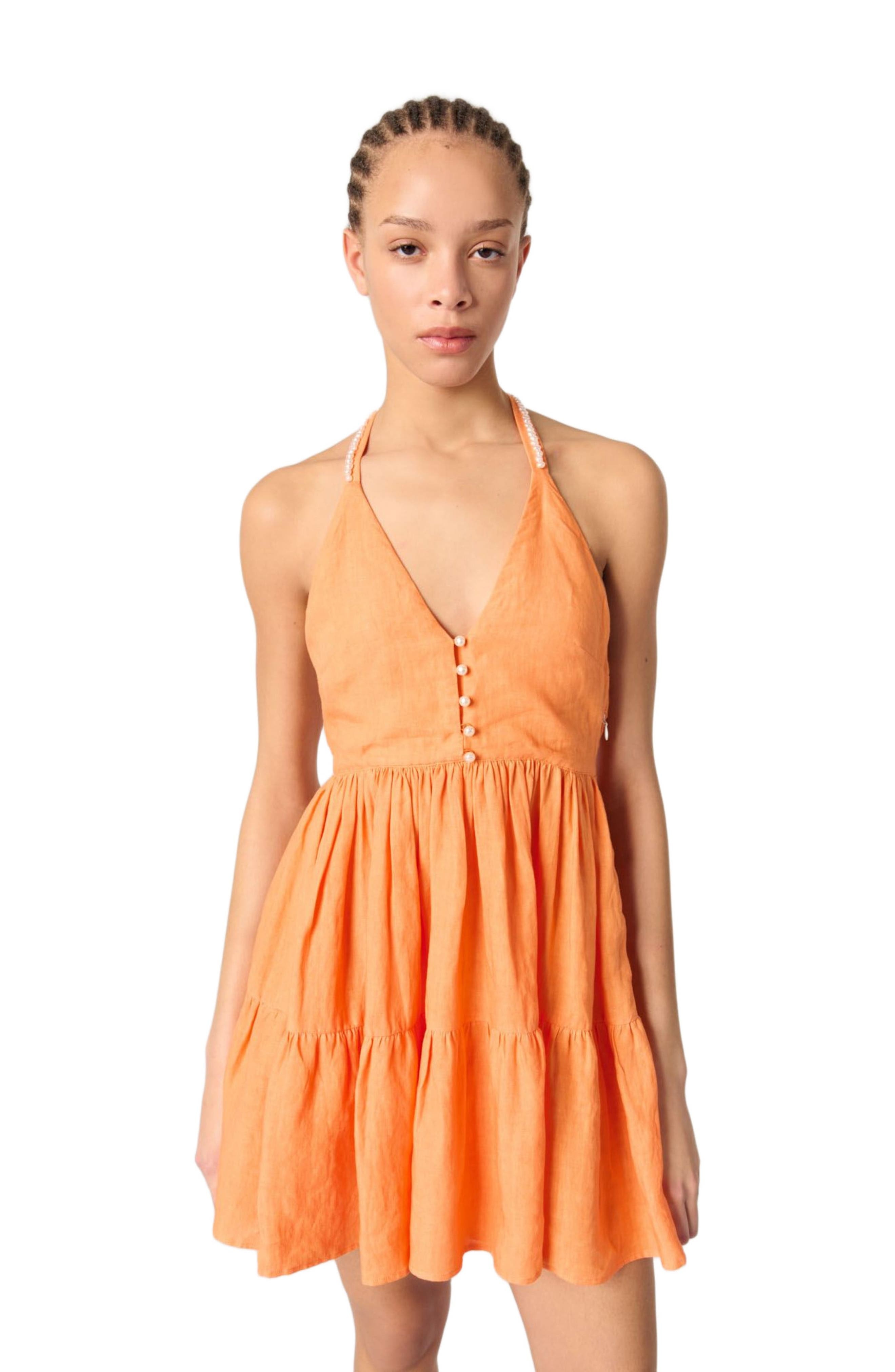 maje Short linen dress in Orange at Nordstrom - 5