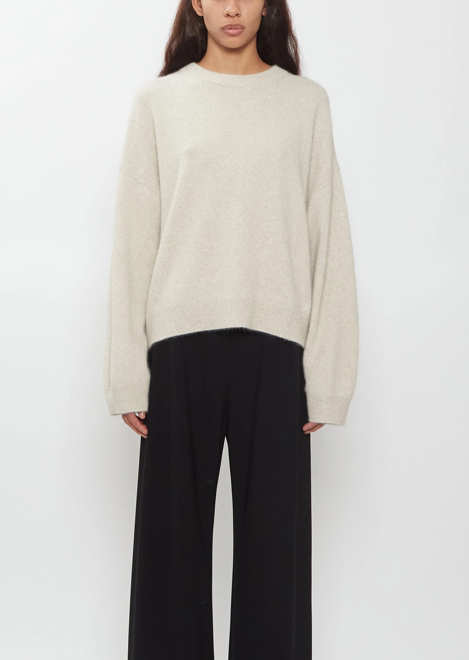 Tristan Crewneck Wool Yak Sweater — Stone - 1