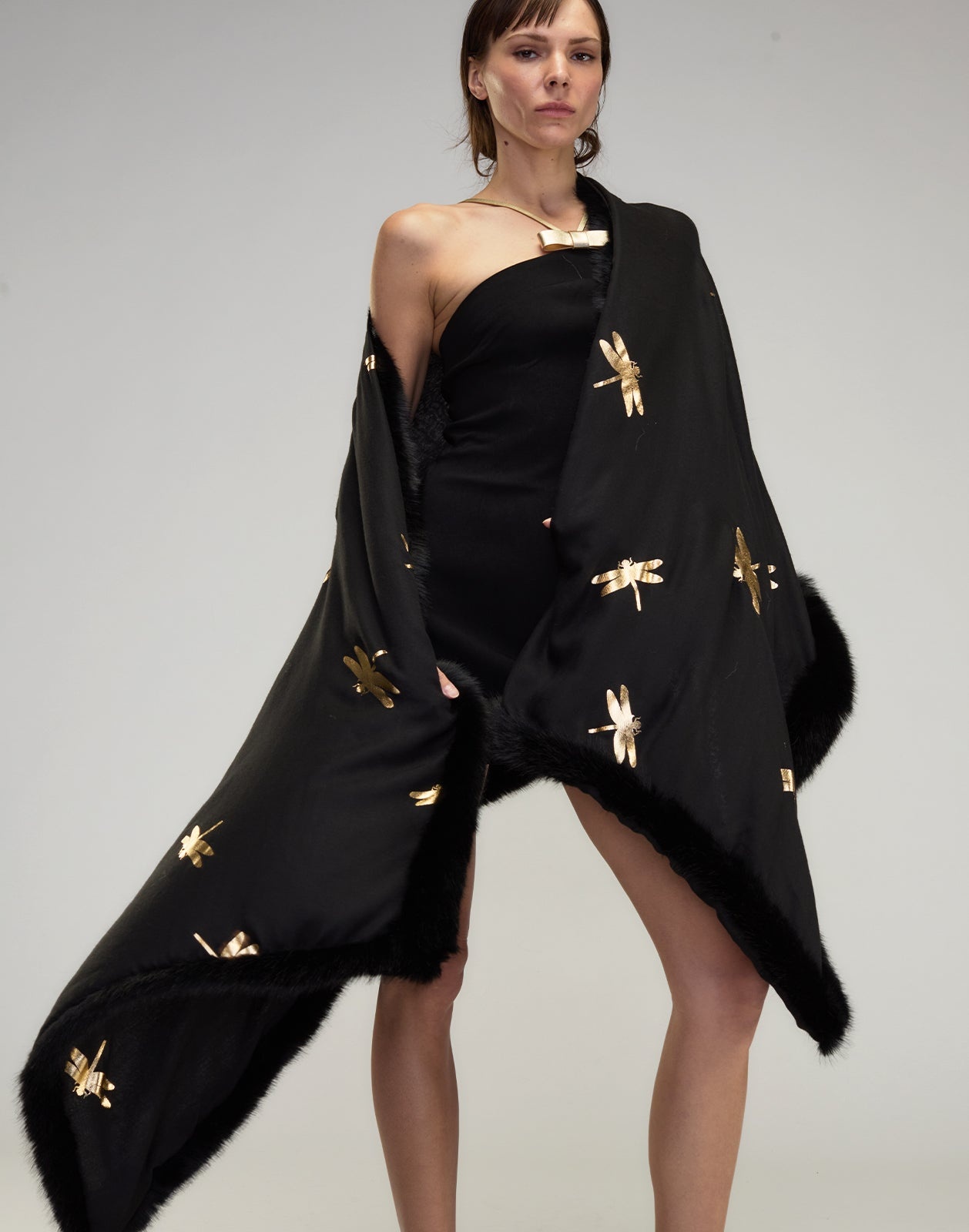 Faux Fur Trim Wrap - 1