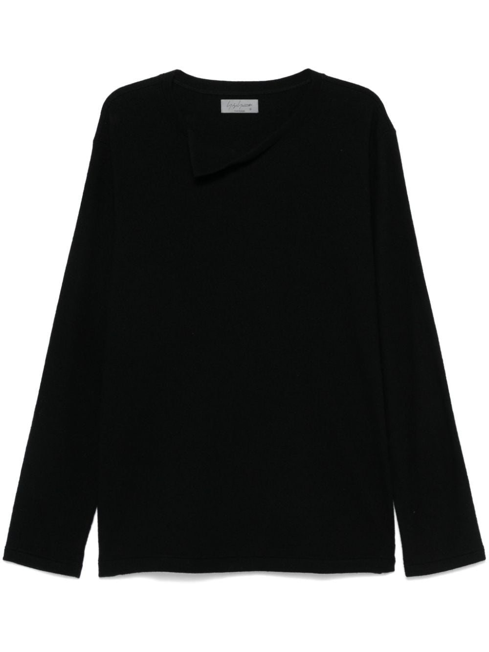 folded-collar long-sleeve sweater - 1