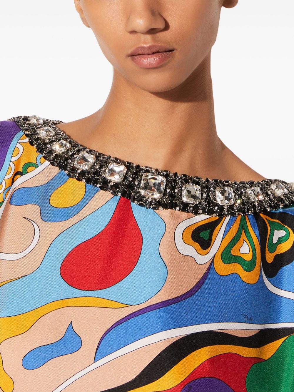 Orchidee-print silk kaftan - 5