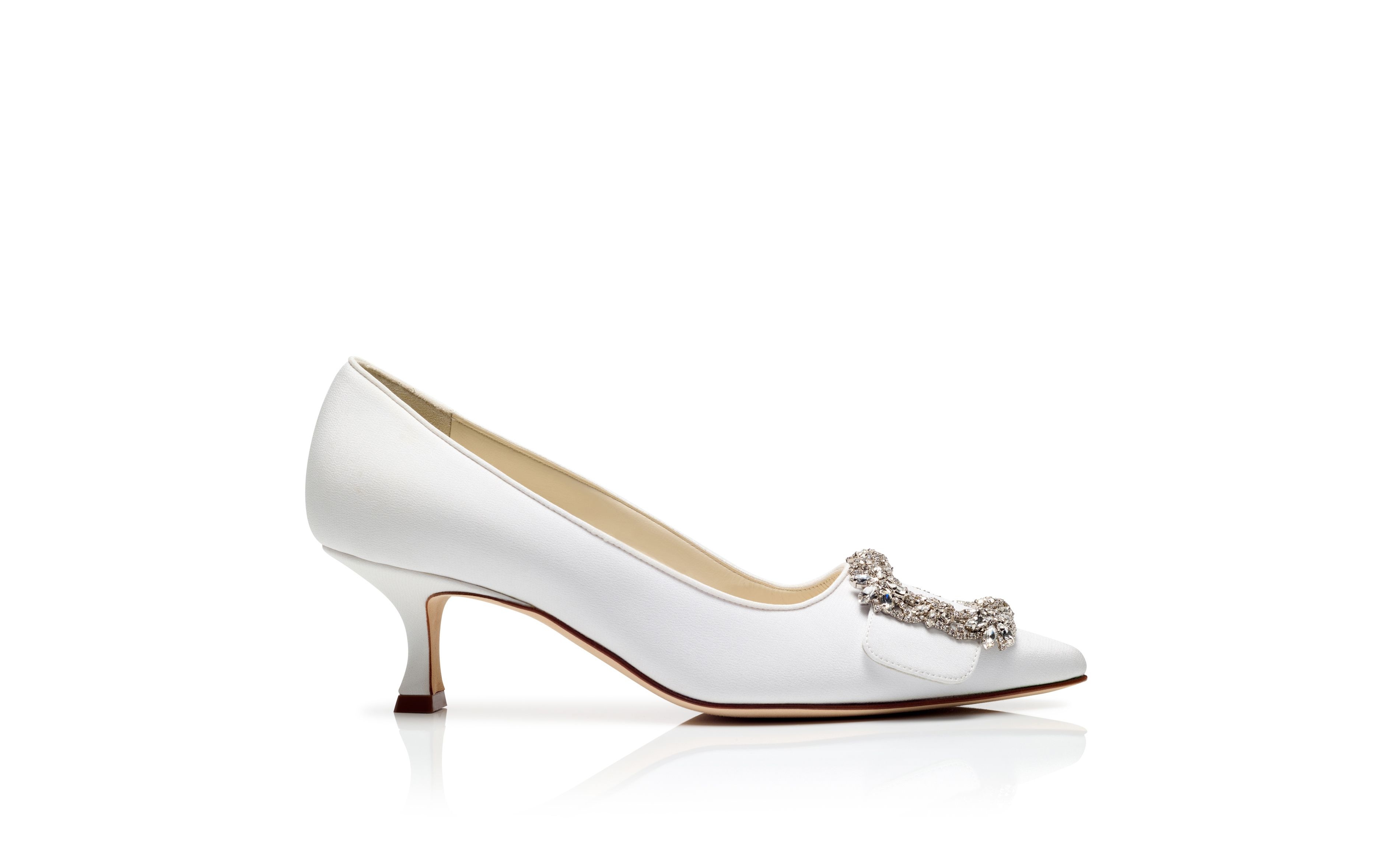 Cream Crepe De Chine Buckle Detail Pumps - 1