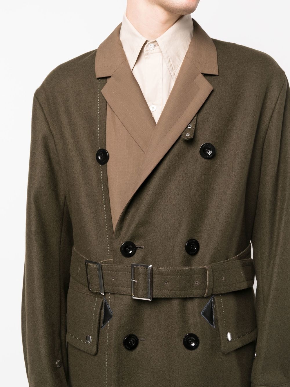 Melton double-breasted wool coat - 5