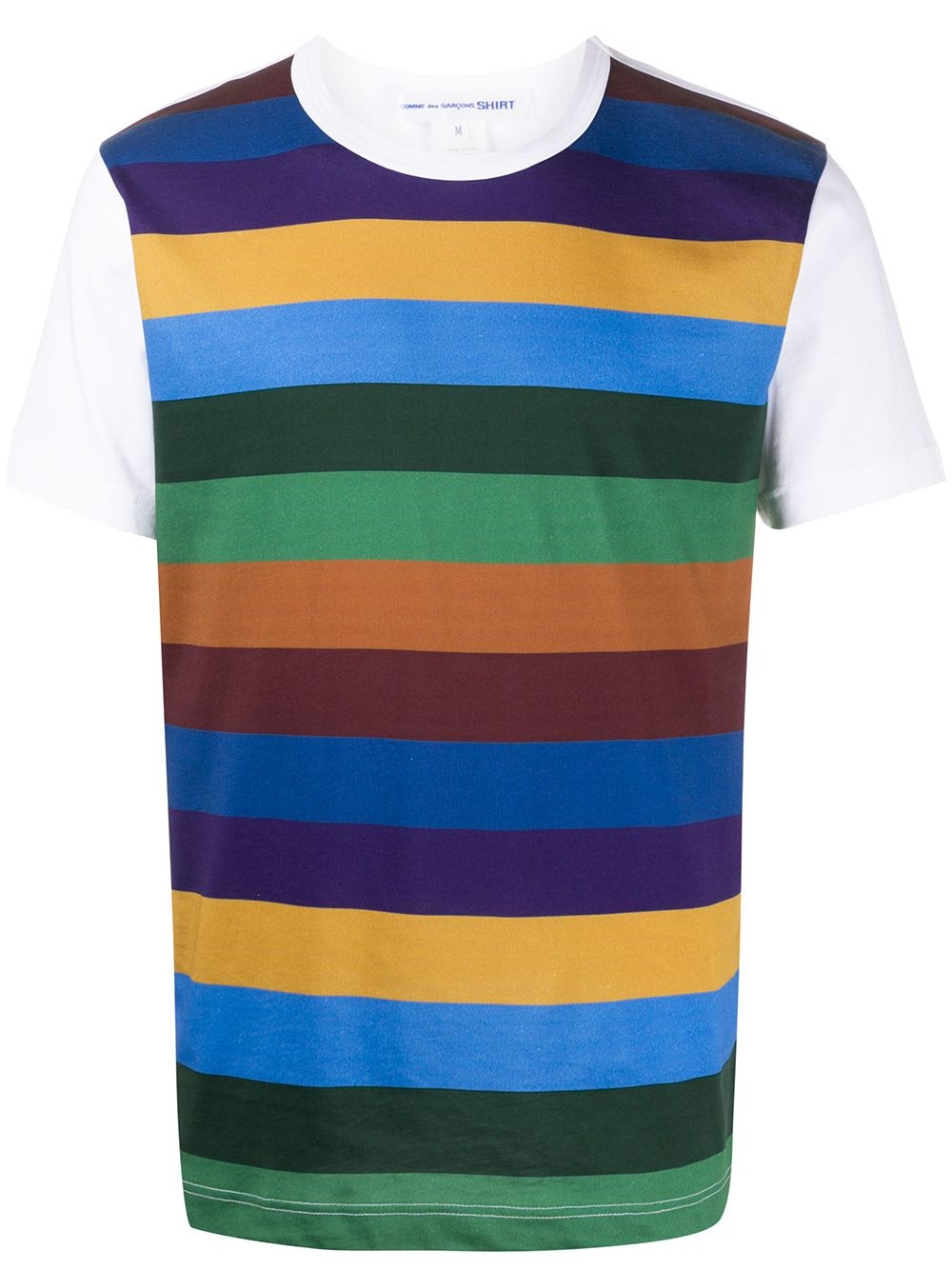 contrast-sleeve striped T-shirt - 1