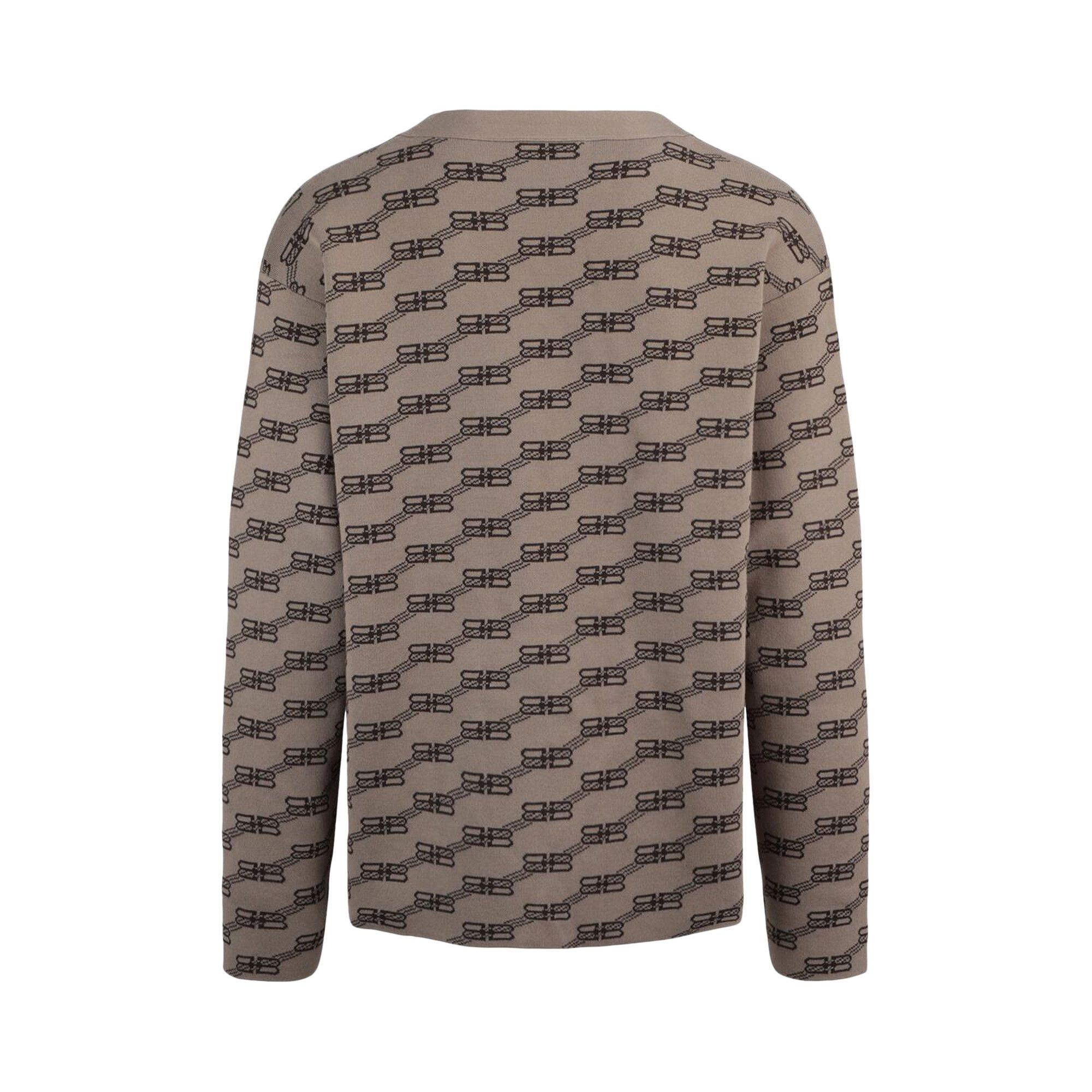 Balenciaga Logo Intarsia Knit Cardigan 'Beige' - 2
