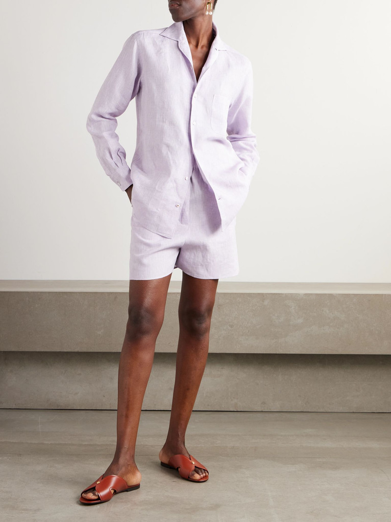 Loro Piana Angelo linen straight-leg shorts Purple outlook