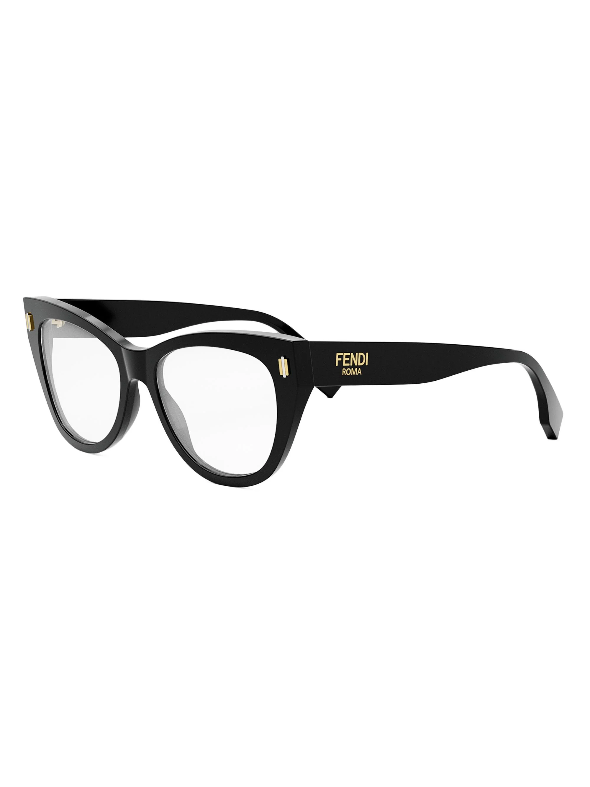 Women's Fendi Roma 53MM Round Eyeglasses - Shiny Black - 1