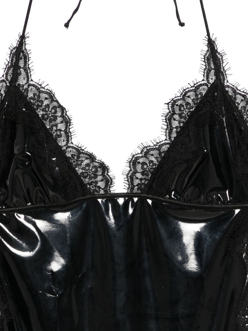 Latex lace-trim swimsuit 3